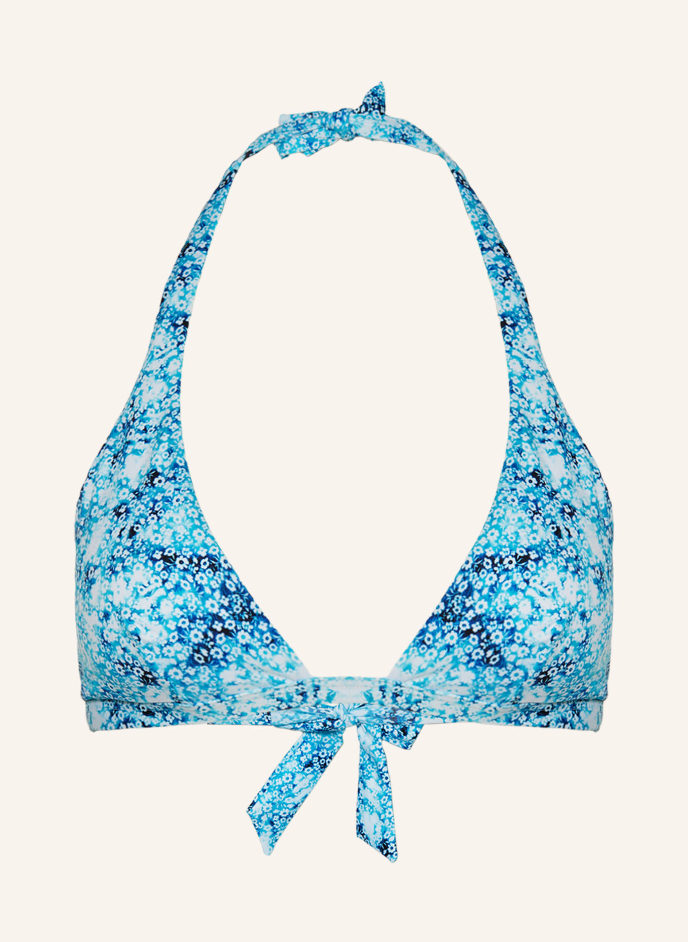 VILEBREQUIN Halter neck bikini top FLOWERS TIE & DIE FLECHE, Color: TURQUOISE/ WHITE (Image 1)
