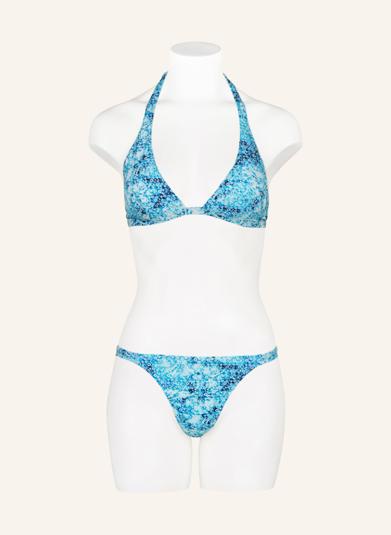 VILEBREQUIN Halter neck bikini top FLOWERS TIE & DIE FLECHE, Color: TURQUOISE/ WHITE (Image 2)
