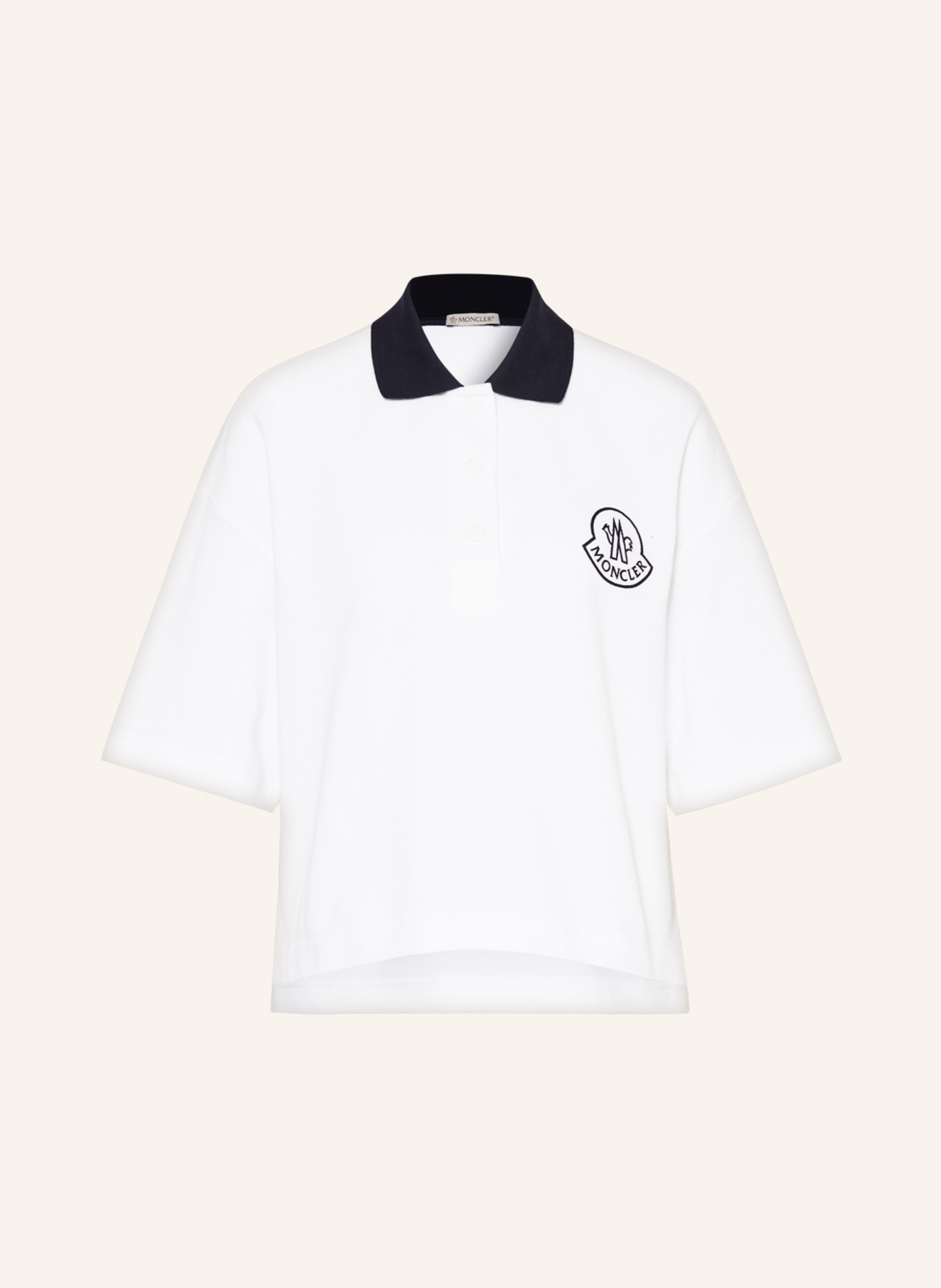MONCLER Piqué-Poloshirt, Farbe: WEISS/ DUNKELBLAU (Bild 1)