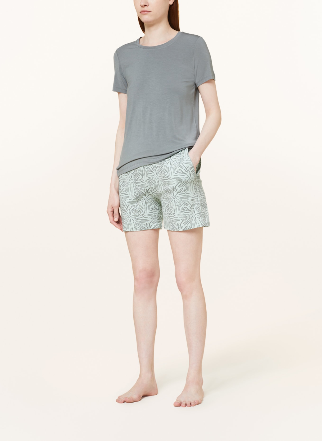SCHIESSER Pajama shorts MIX+RELAX, Color: LIGHT GREEN/ GRAY (Image 2)