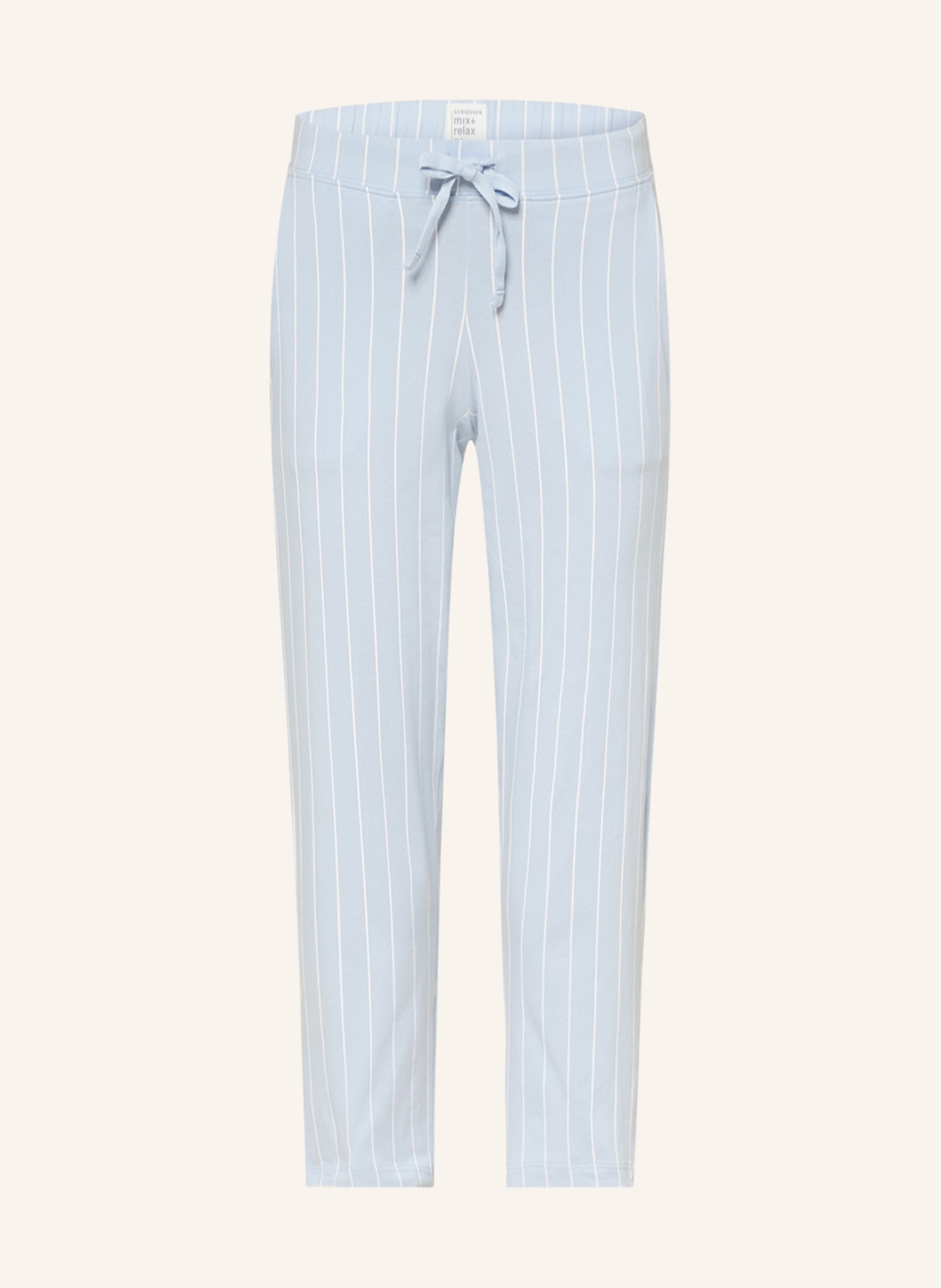 SCHIESSER 3/4 pajama pants MIX+RELAX, Color: LIGHT BLUE/ WHITE (Image 1)