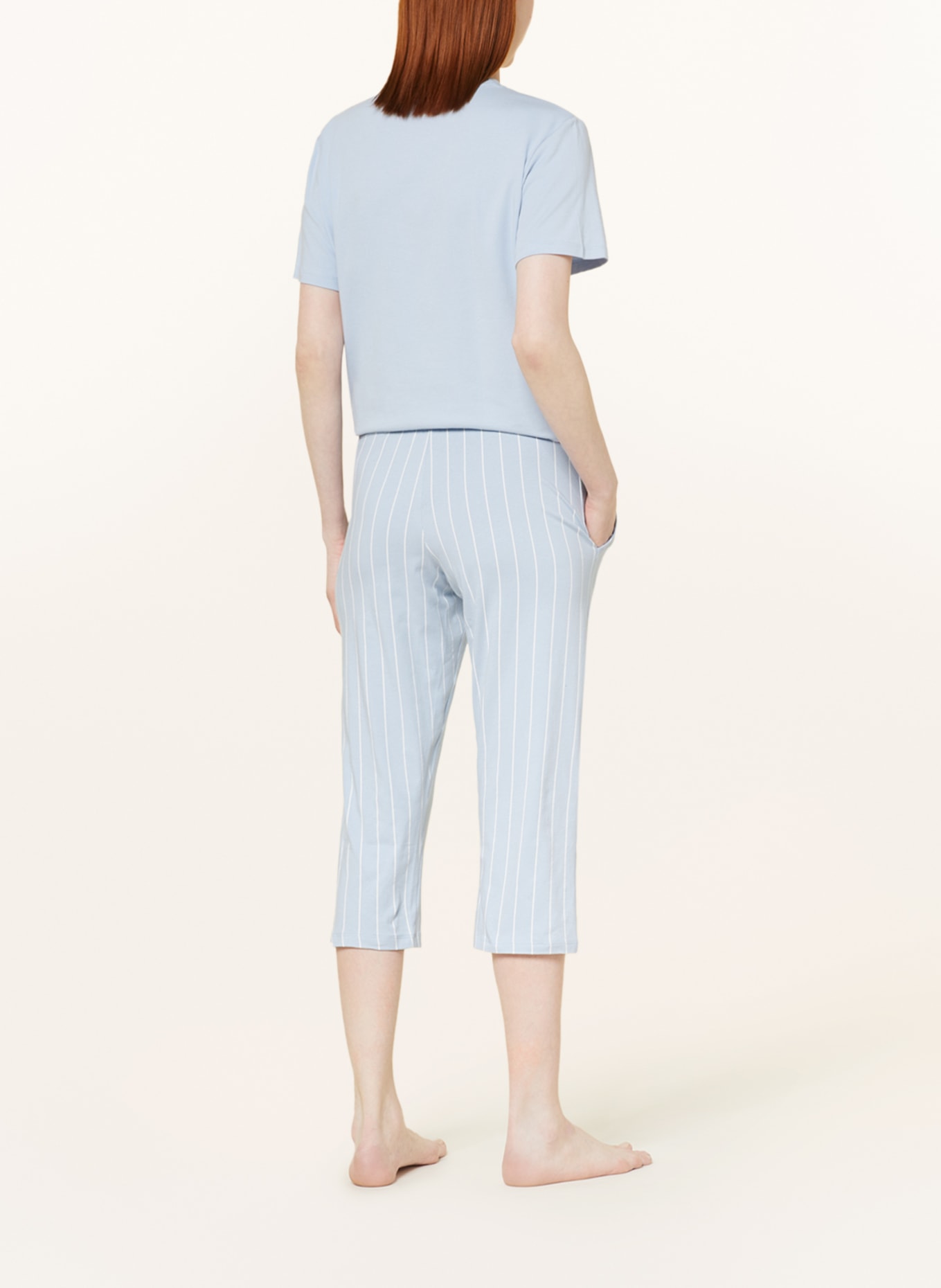 SCHIESSER 3/4 pajama pants MIX+RELAX, Color: LIGHT BLUE/ WHITE (Image 3)