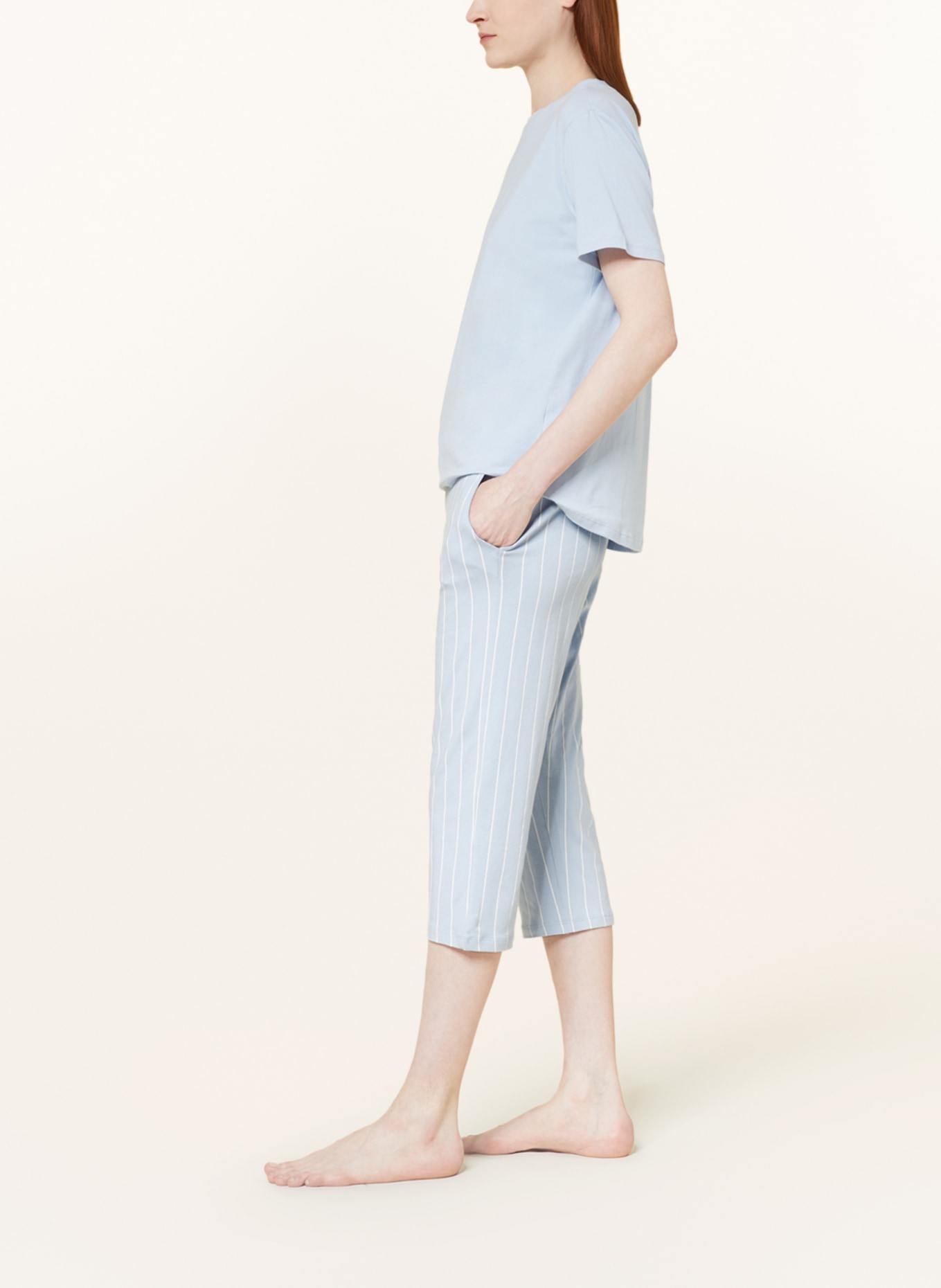 SCHIESSER Spodnie od piżamy 3/4 MIX+RELAX, Kolor: JASNONIEBIESKI/ BIAŁY (Obrazek 4)