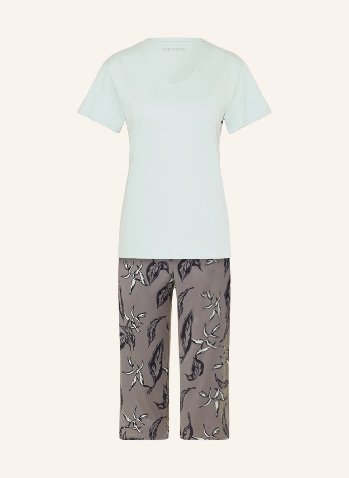 SCHIESSER 3/4-Schlafanzug CONTEMPORARY NIGHTWEAR, Farbe: HELLBLAU/ TAUPE (Bild 1)