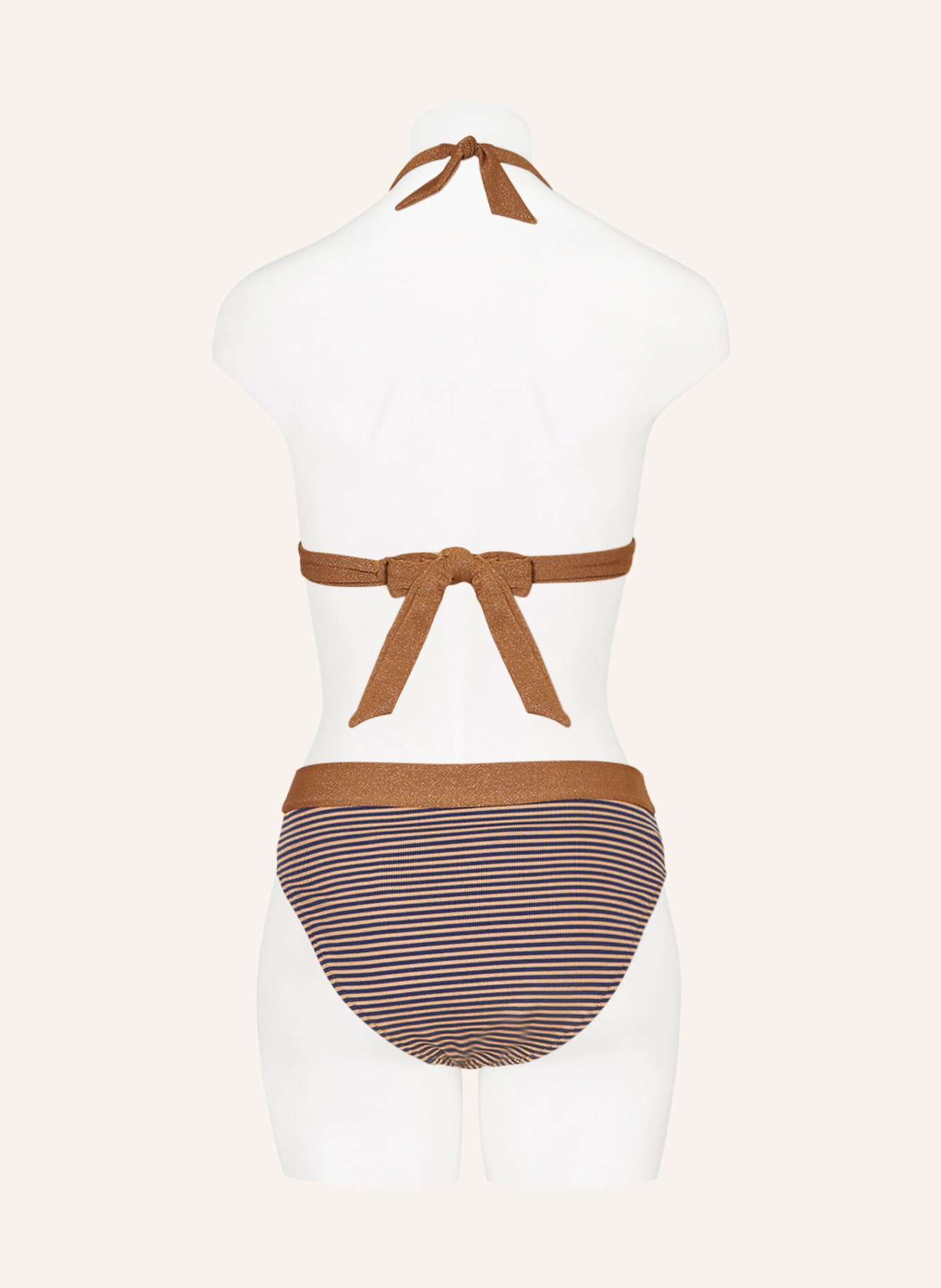 MARIE JO Triangel-Bikini-Top SATURNA mit Glitzergarn, Farbe: BEIGE/ DUNKELBLAU (Bild 3)