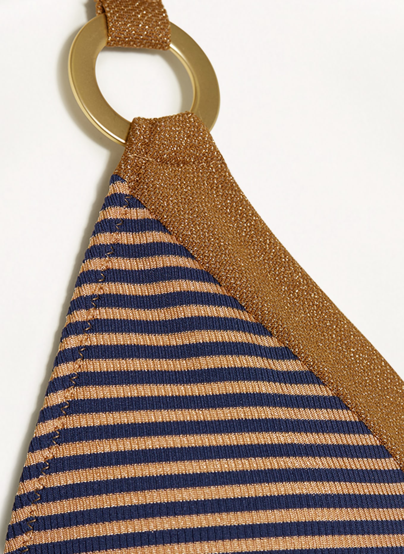 MARIE JO Triangle bikini top SATURNA with glitter thread, Color: BEIGE/ DARK BLUE (Image 4)