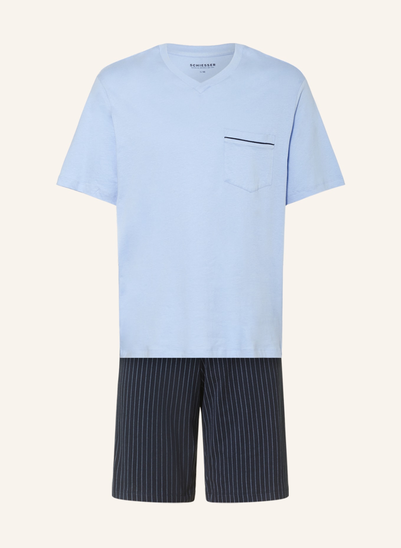 SCHIESSER Shorty pajamas COMFORT FIT light blue blue/ in dark