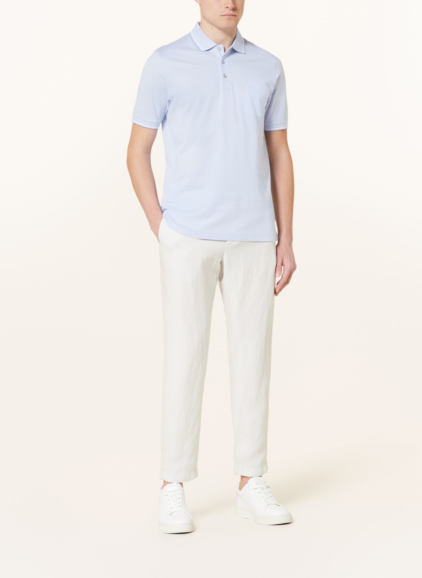 OLYMP Piqué-Poloshirt Modern Fit, Farbe: HELLBLAU (Bild 2)