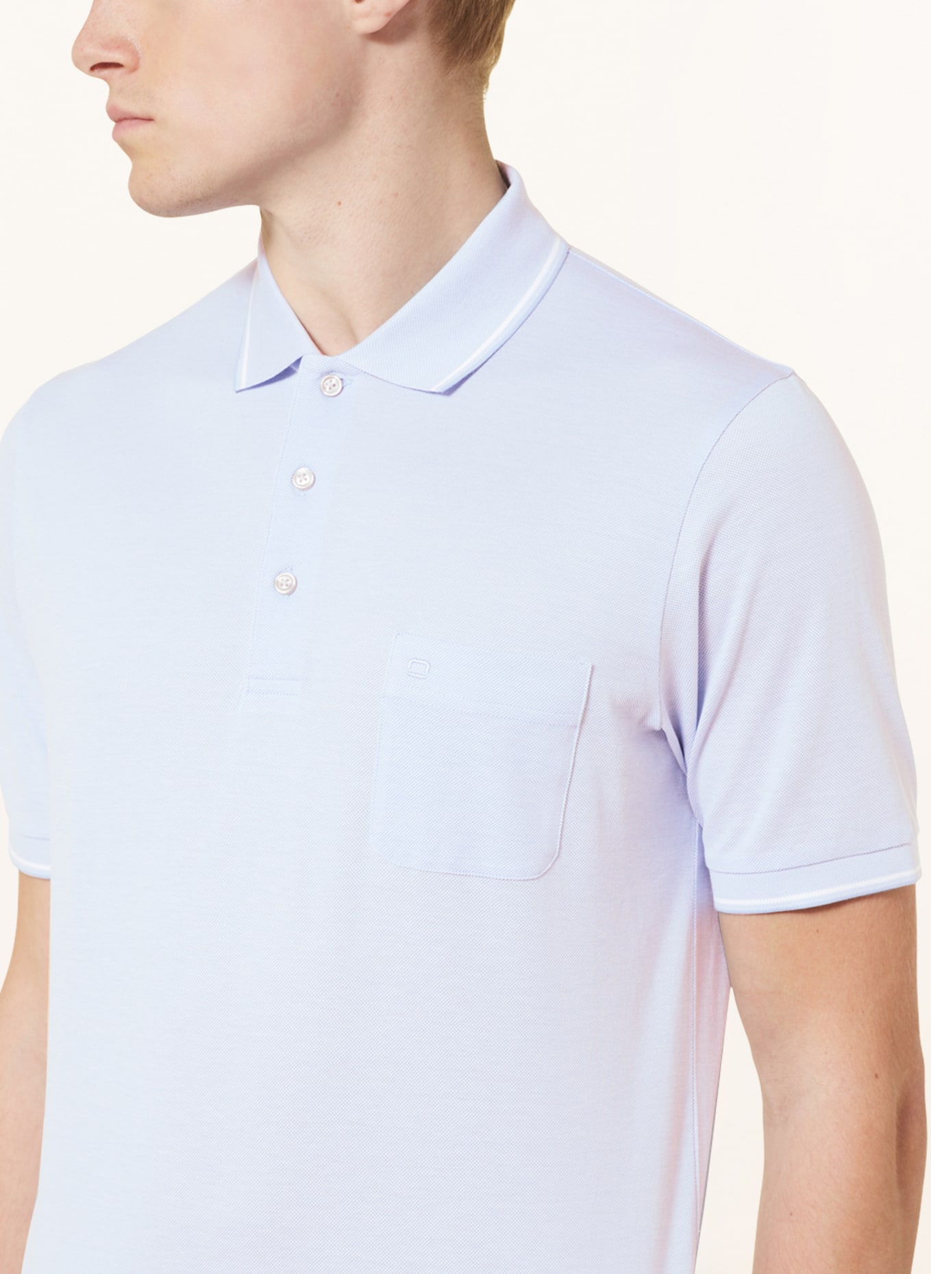OLYMP Piqué-Poloshirt Modern Fit, Farbe: HELLBLAU (Bild 4)