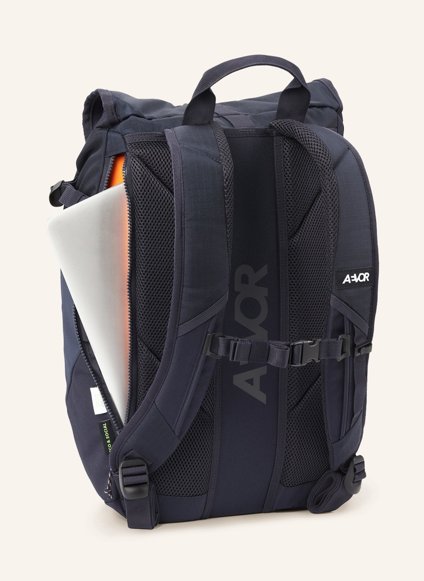 AEVOR Backpack ROLL PACK 20 l with laptop compartment, Color: DARK BLUE (Image 3)
