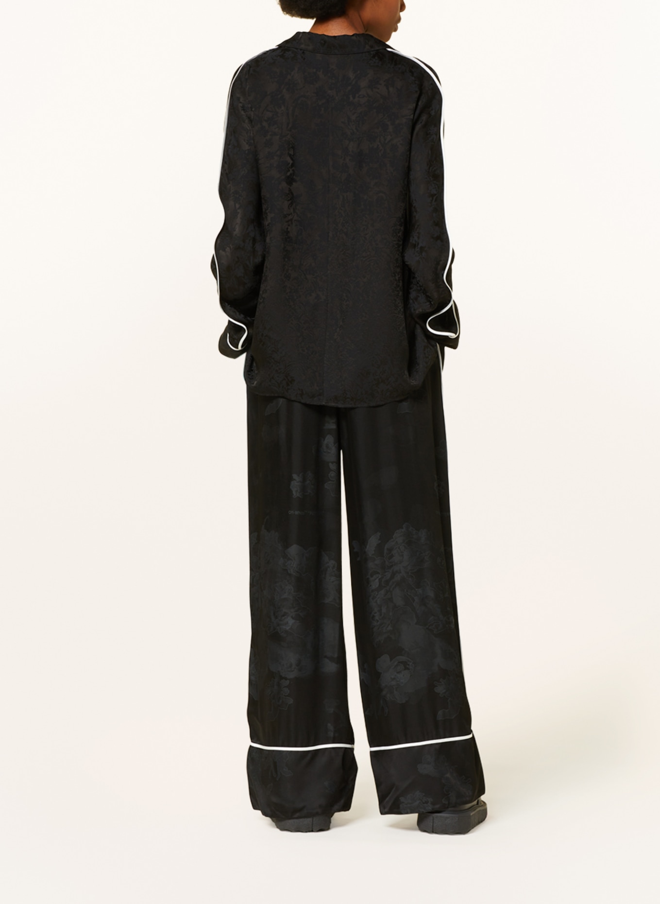 Off-White Wide leg trousers in satin, Color: BLACK (Image 3)