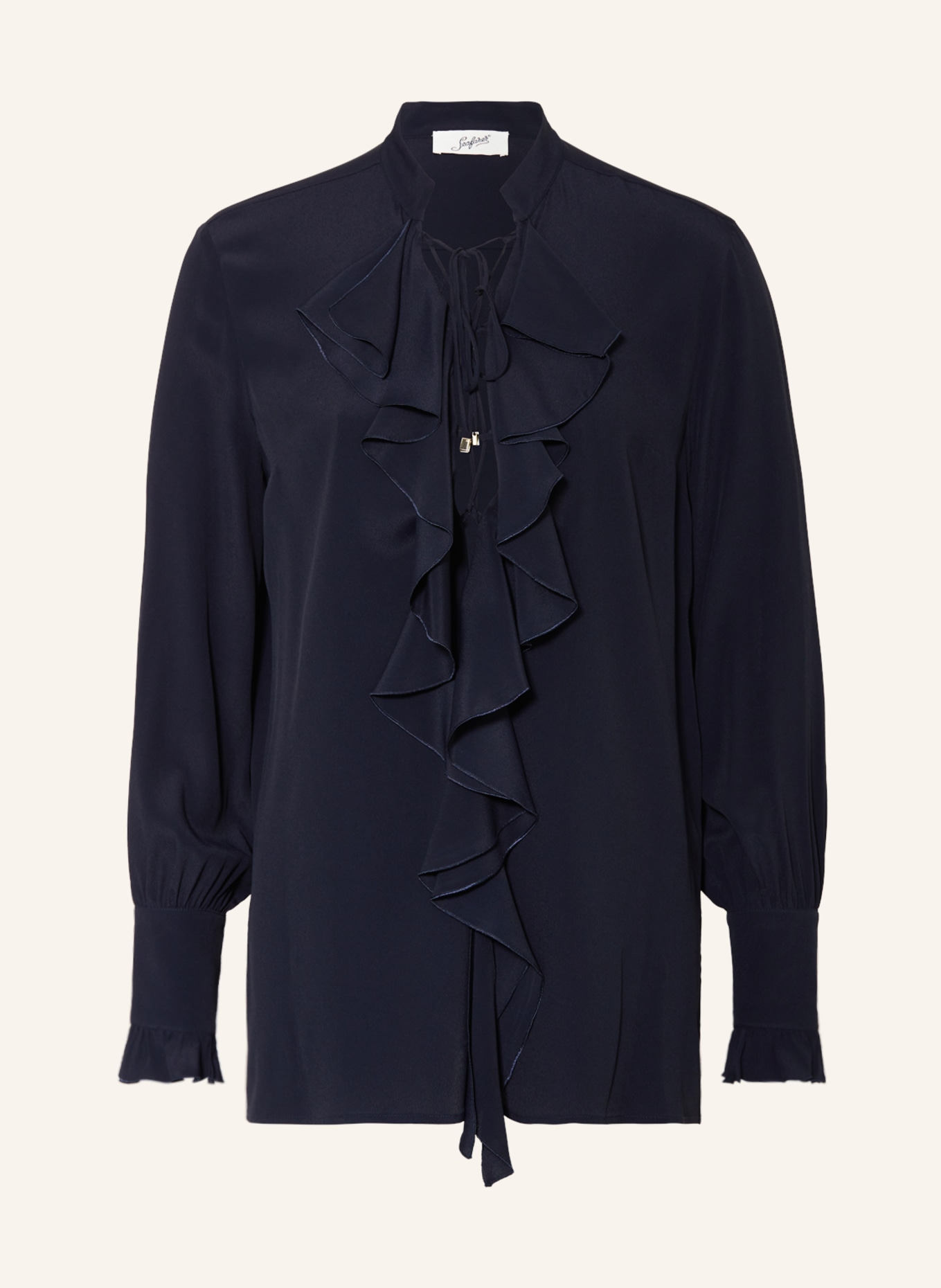 Seafarer Blouse MILLY with frills and silk, Color: DARK BLUE (Image 1)
