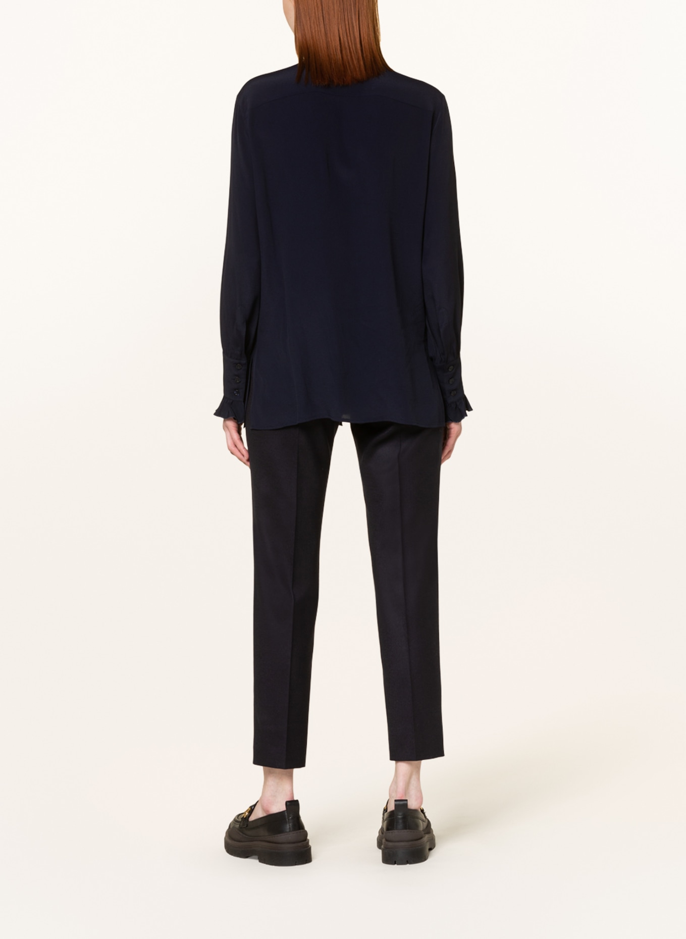 Seafarer Blouse MILLY with frills and silk, Color: DARK BLUE (Image 3)