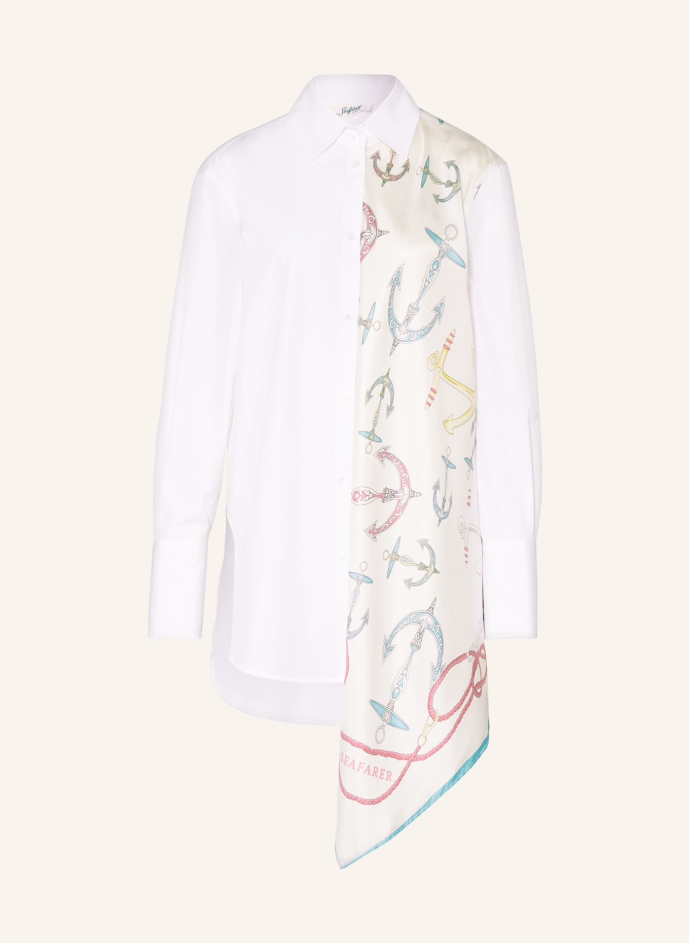 Seafarer Shirt blouse in mixed materials, Color: WHITE (Image 1)