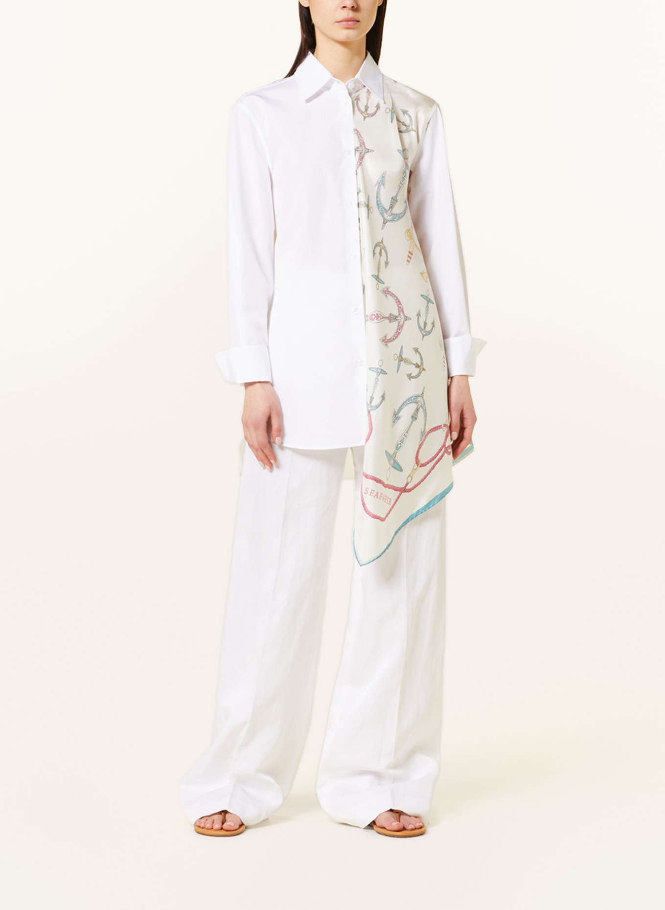 Seafarer Shirt blouse in mixed materials, Color: WHITE (Image 2)