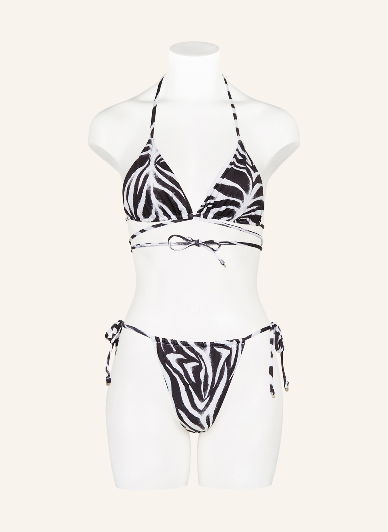 HUGO Triangle bikini top SAVANNA, Color: BLACK/ WHITE (Image 2)