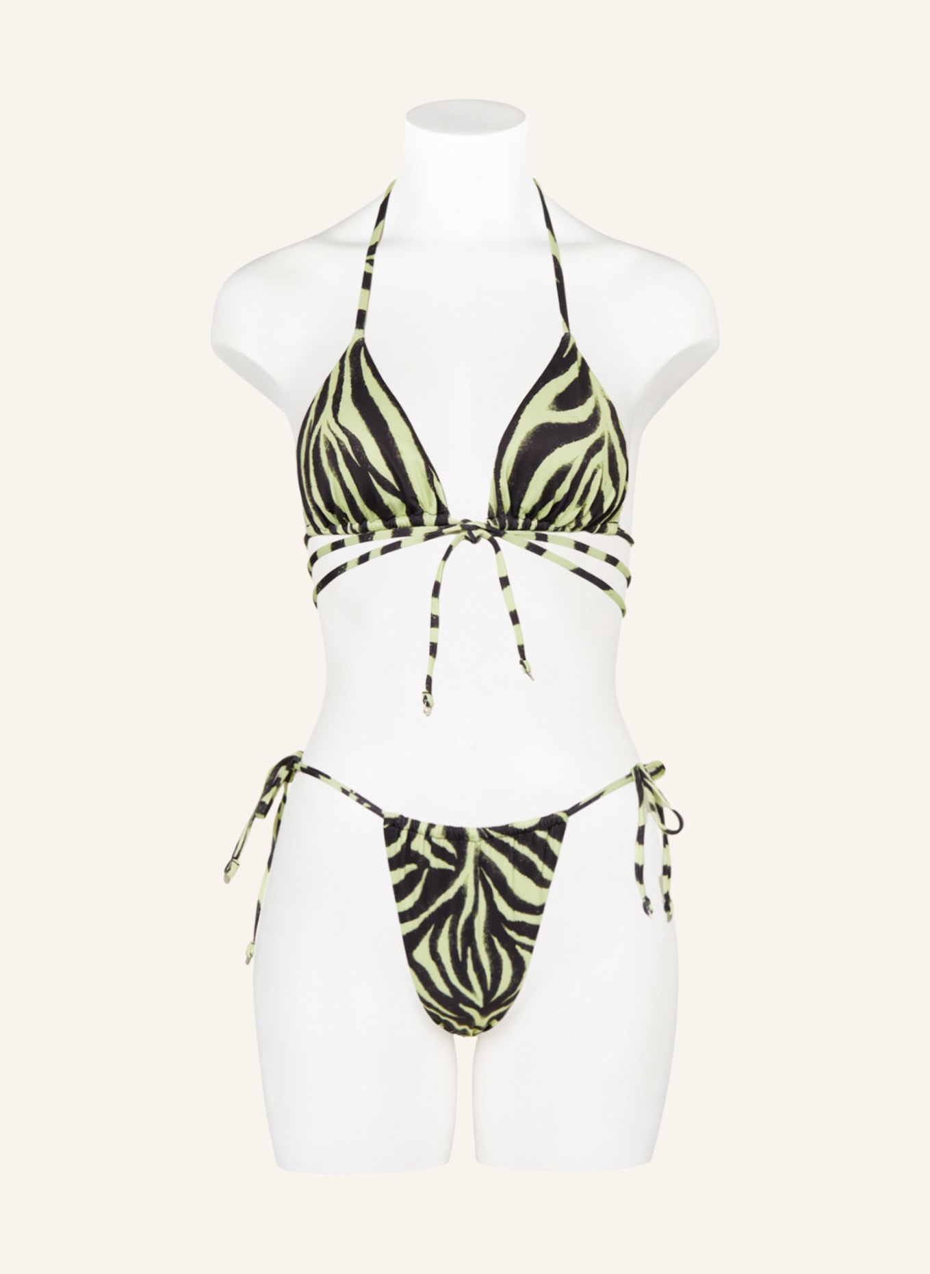 HUGO Triangle bikini top SAVANNA, Color: NEON YELLOW/ BLACK (Image 2)