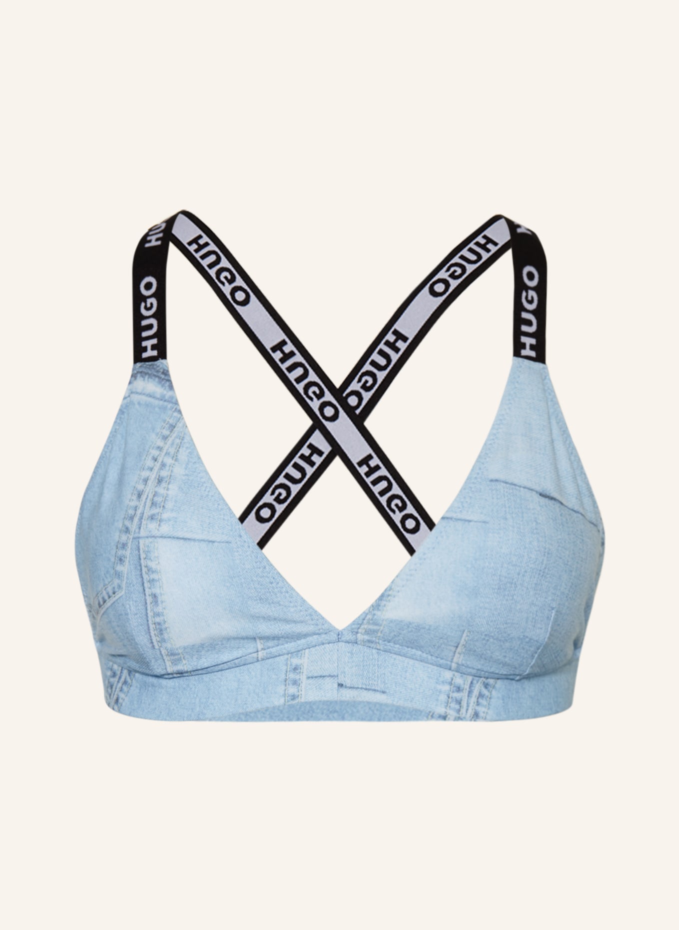 Hugo Blue denim bralette in blue