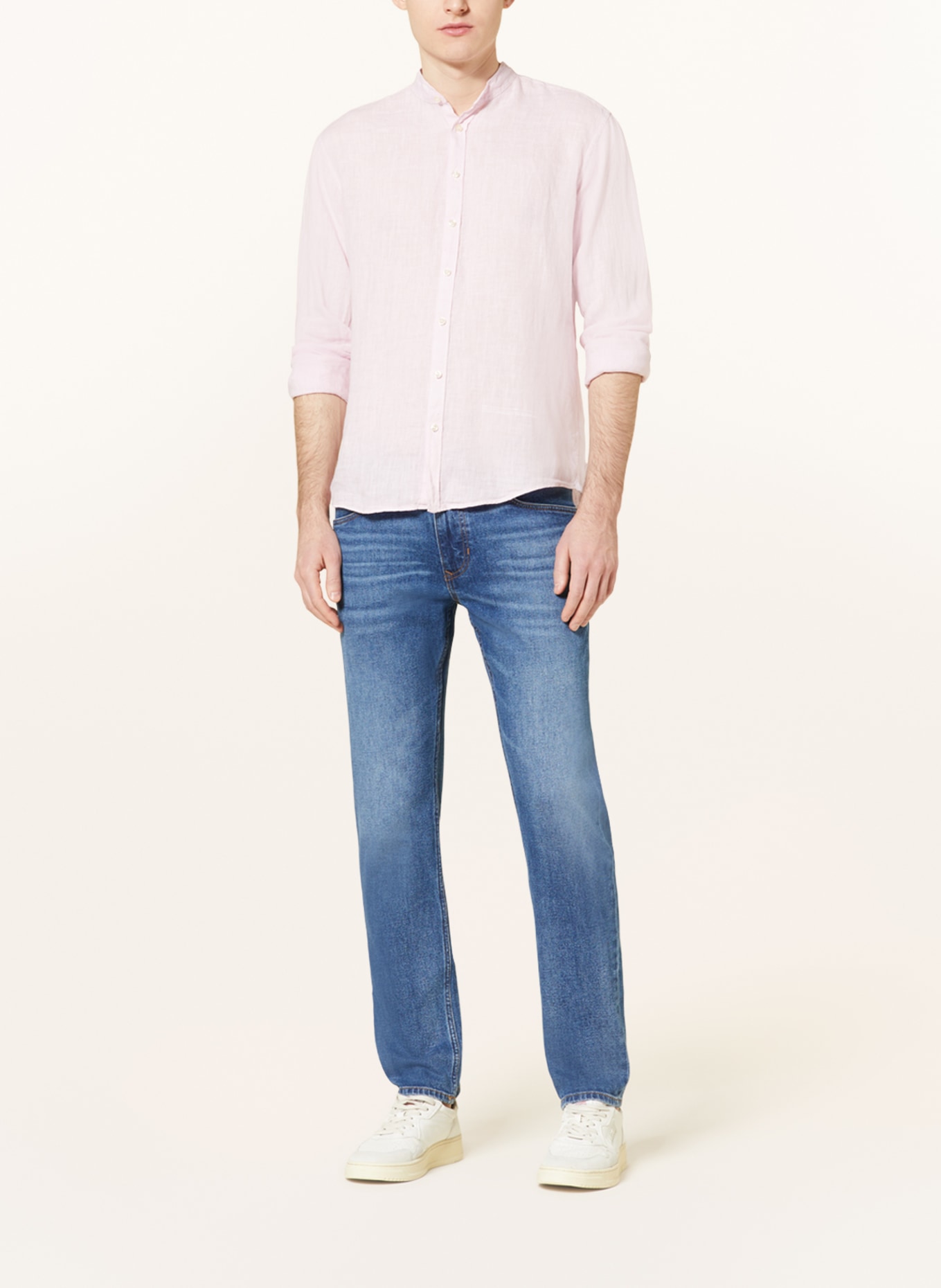 BETTER RICH Linen shirt regular fit with stand-up collar, Color: PINK (Image 2)