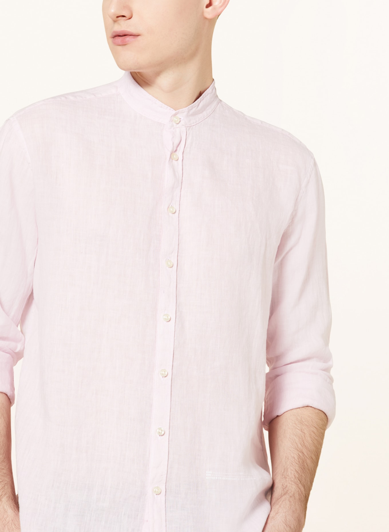 BETTER RICH Linen shirt regular fit with stand-up collar, Color: PINK (Image 4)
