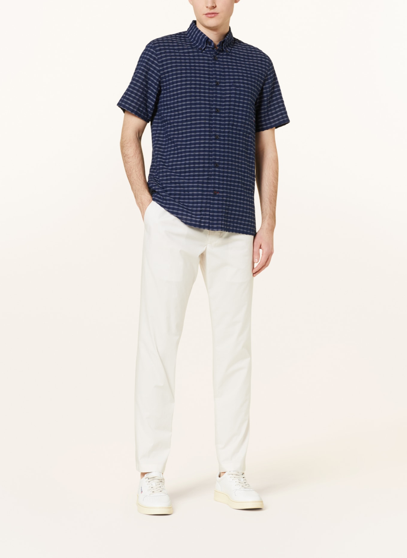TOMMY HILFIGER Short sleeve shirt regular fit, Color: DARK BLUE/ WHITE (Image 2)