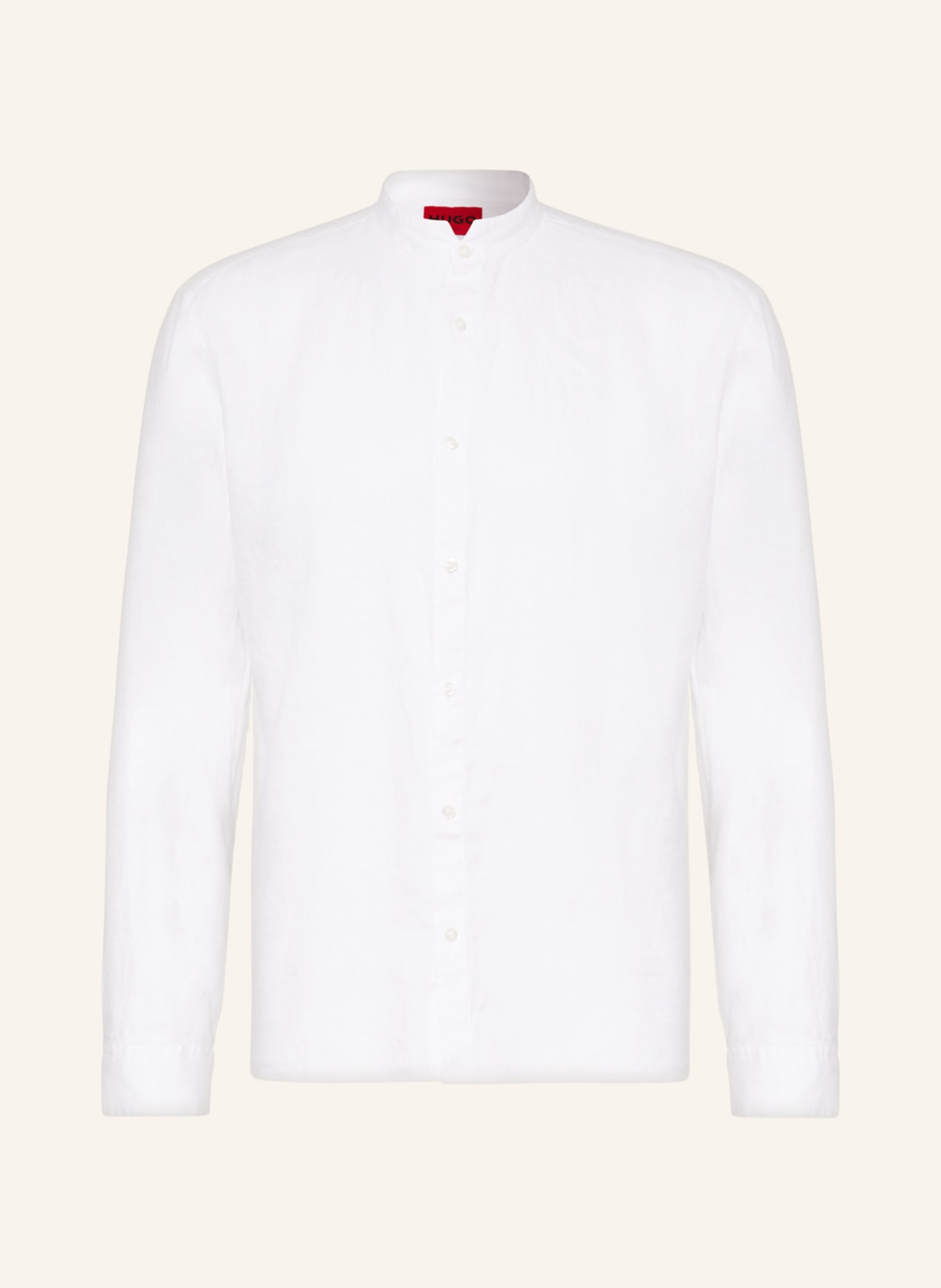 HUGO Koszula z lnu ELVORY slim fit ze stójką, Kolor: BIAŁY (Obrazek 1)