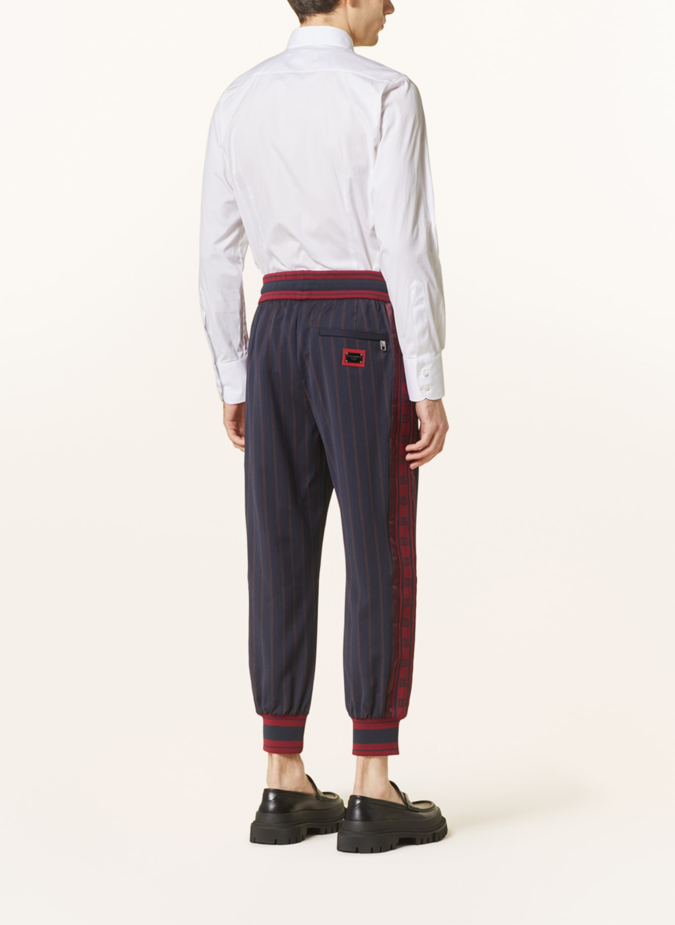 DOLCE & GABBANA Pants in jogger style with tuxedo stripes, Color: BLACK/ DARK RED (Image 3)