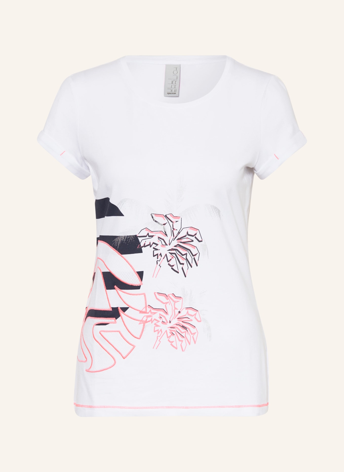 ULLI EHRLICH SPORTALM T-shirt, Color: WHITE/ BLACK/ NEON PINK (Image 1)