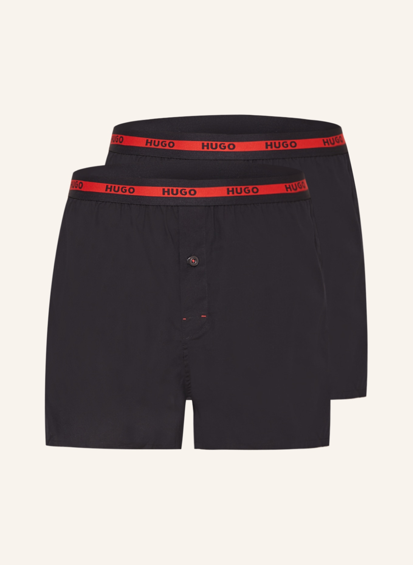 HUGO 2-pack woven boxer shorts, Color: BLACK (Image 1)