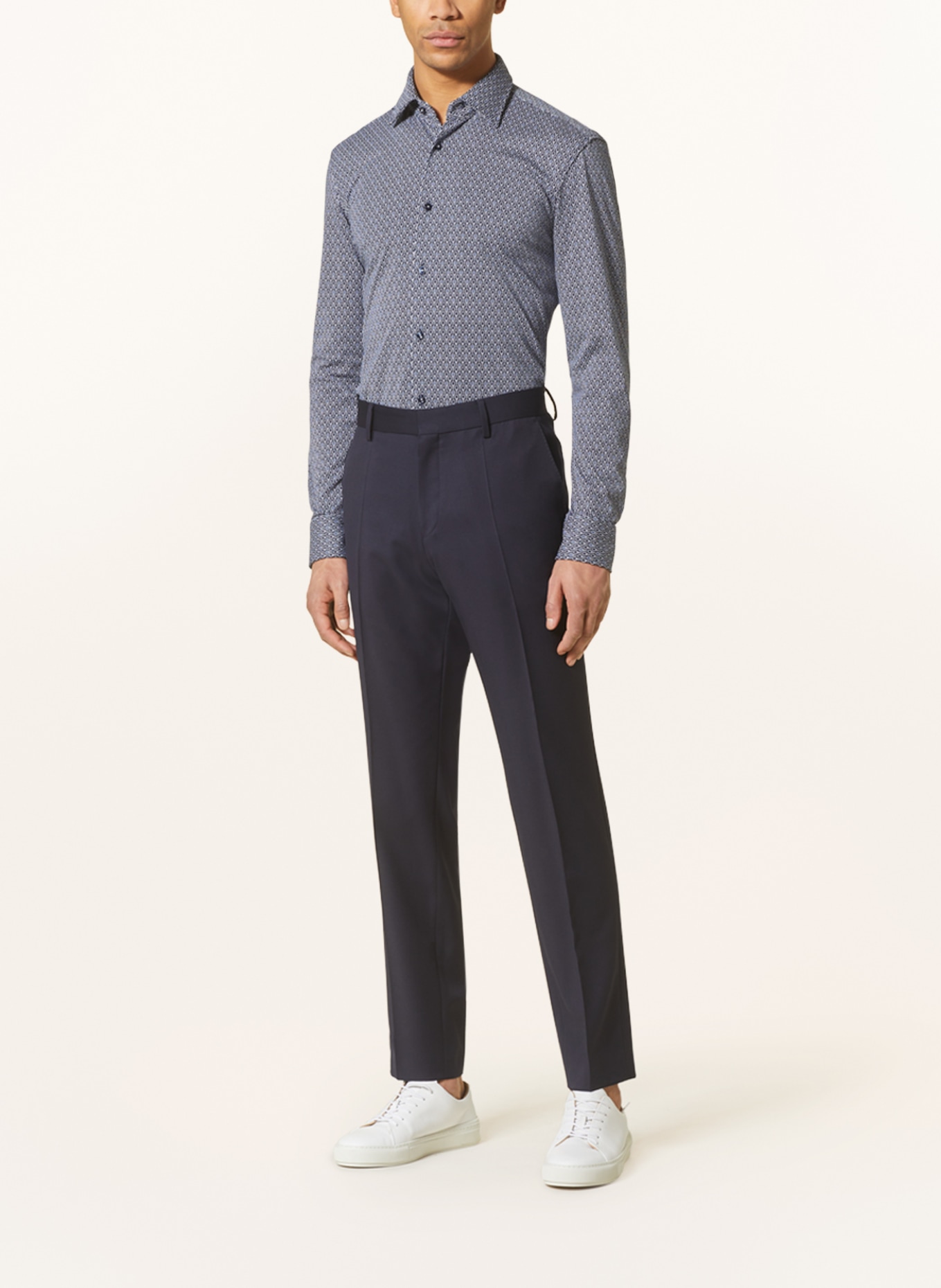 BOSS Jerseyhemd HANK PERFORMANCE Slim Fit, Farbe: DUNKELBLAU/ WEISS/ HELLBLAU (Bild 2)