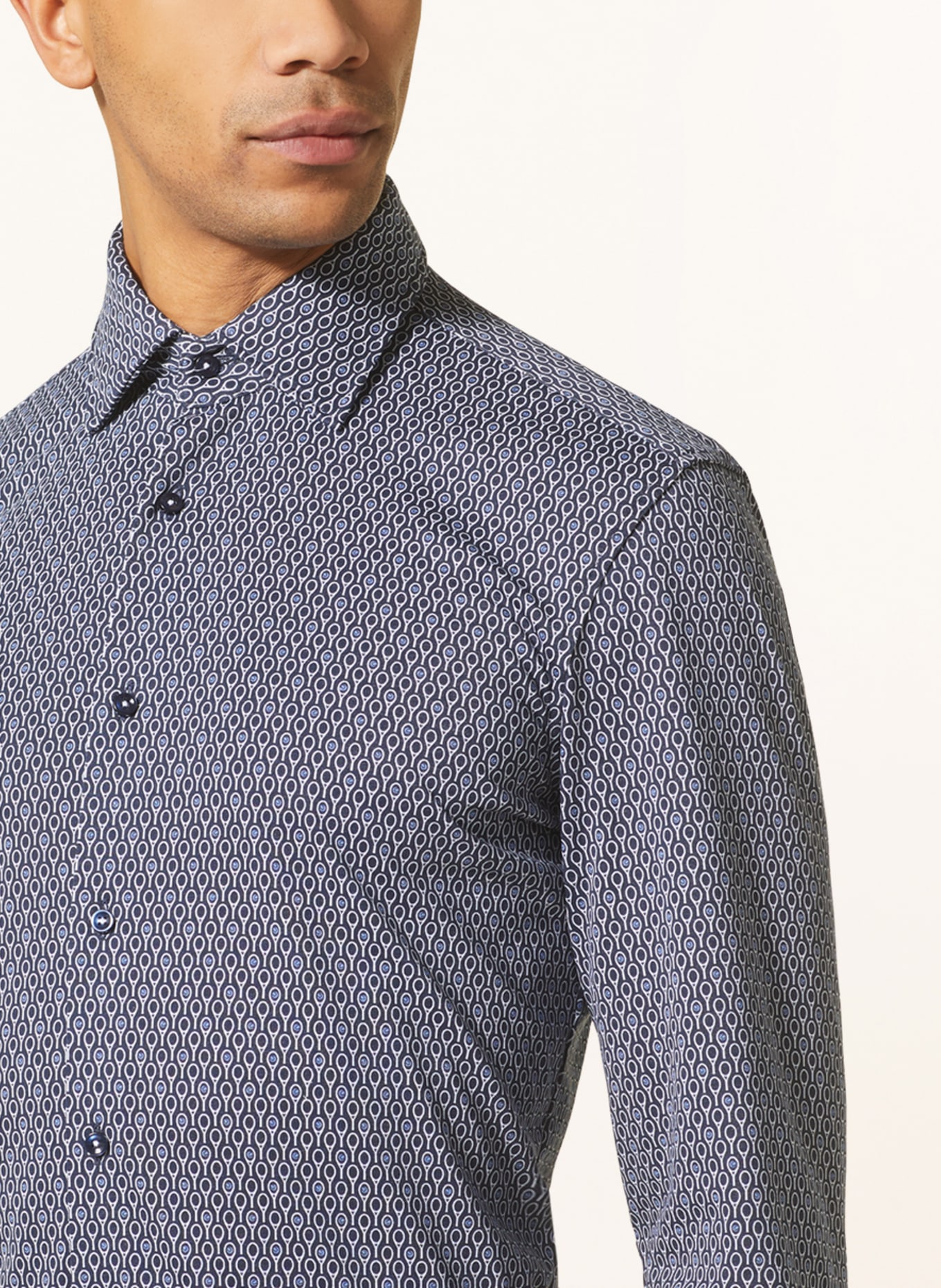 BOSS Jerseyhemd HANK PERFORMANCE Slim Fit, Farbe: DUNKELBLAU/ WEISS/ HELLBLAU (Bild 4)