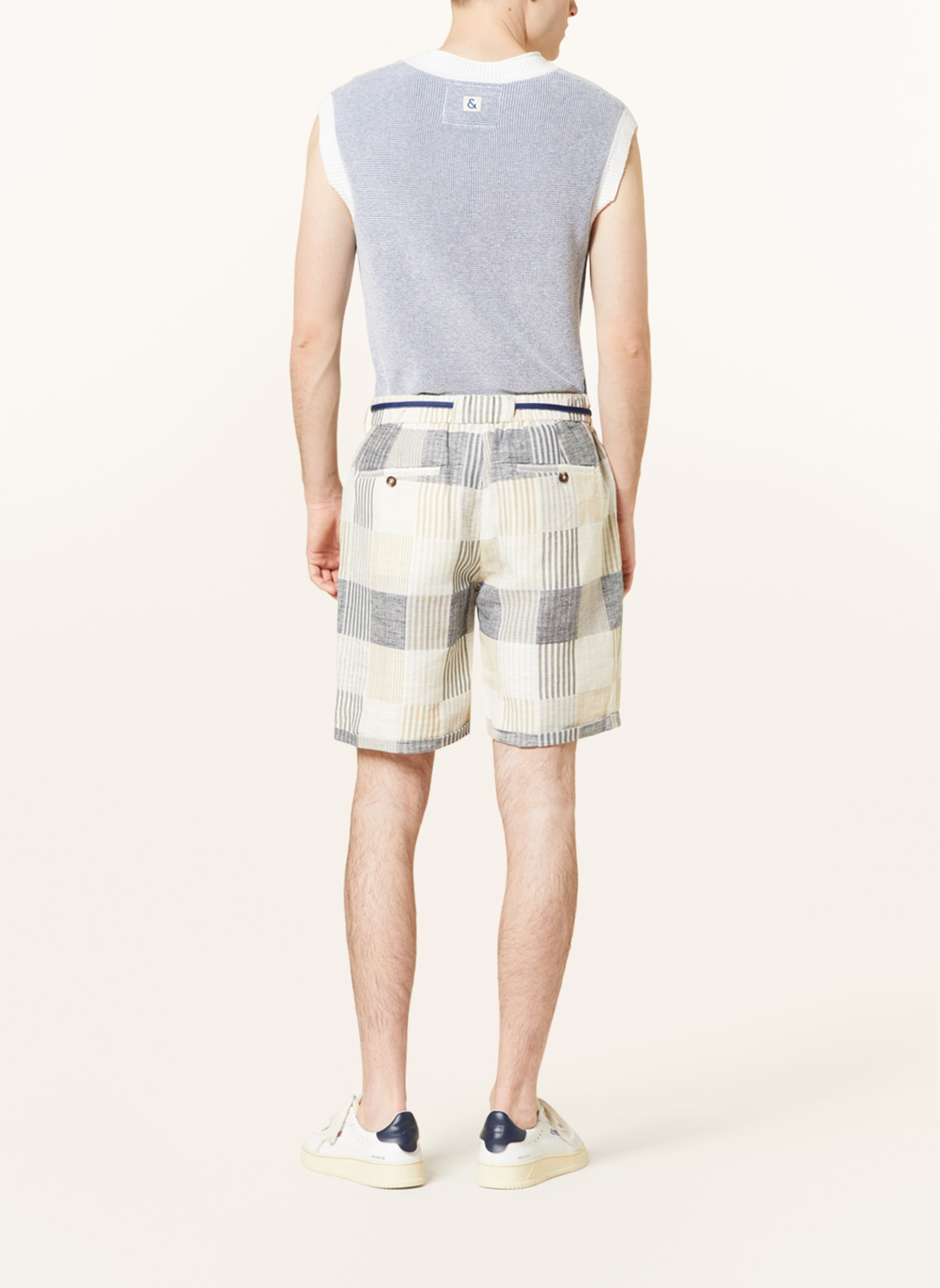 SCOTCH & SODA Shorts TWILT with linen, Color: BLUE/ BEIGE/ ECRU (Image 3)