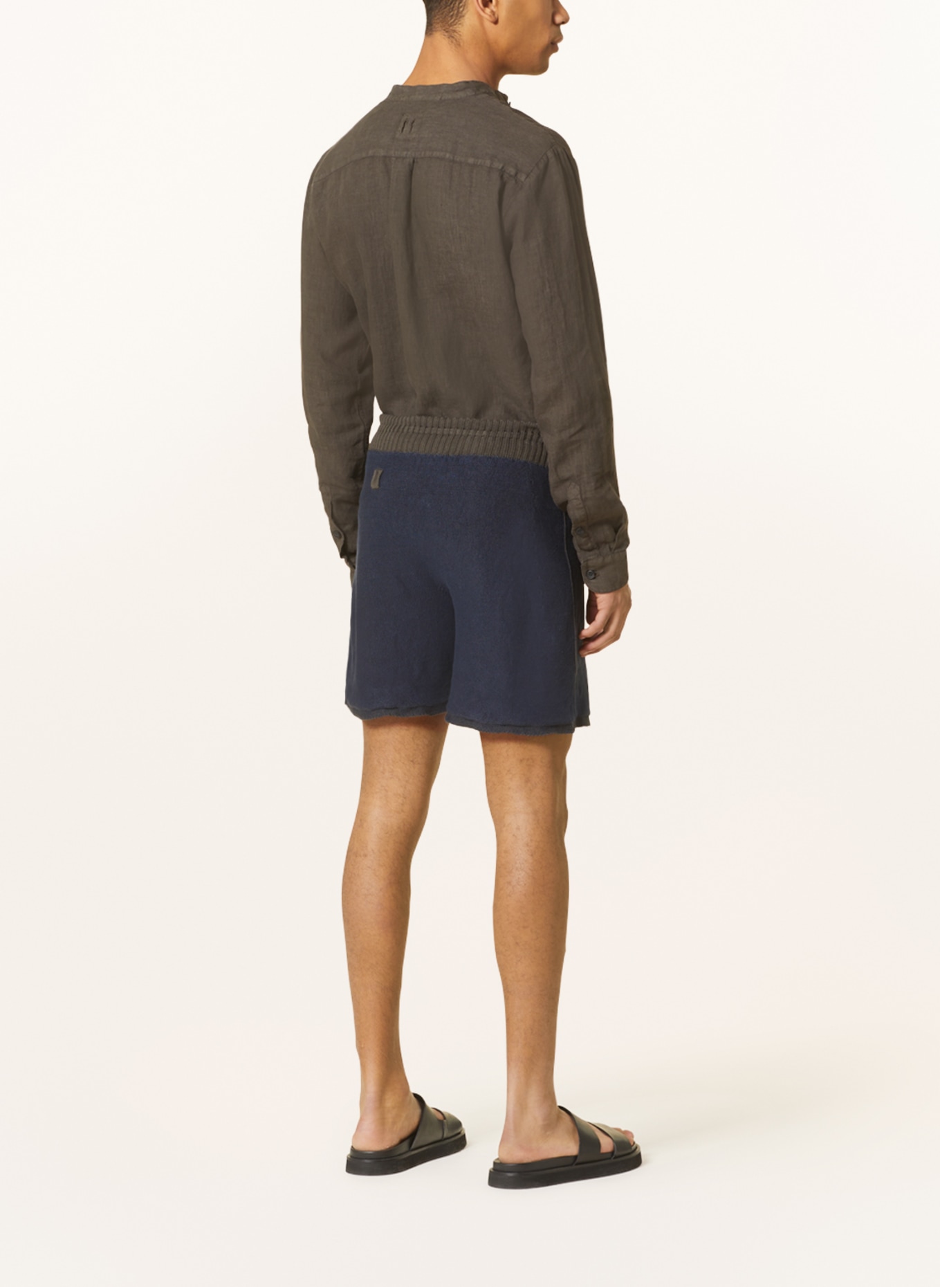hannes roether Knit shorts HO21CKEY with linen in dark blue/ olive