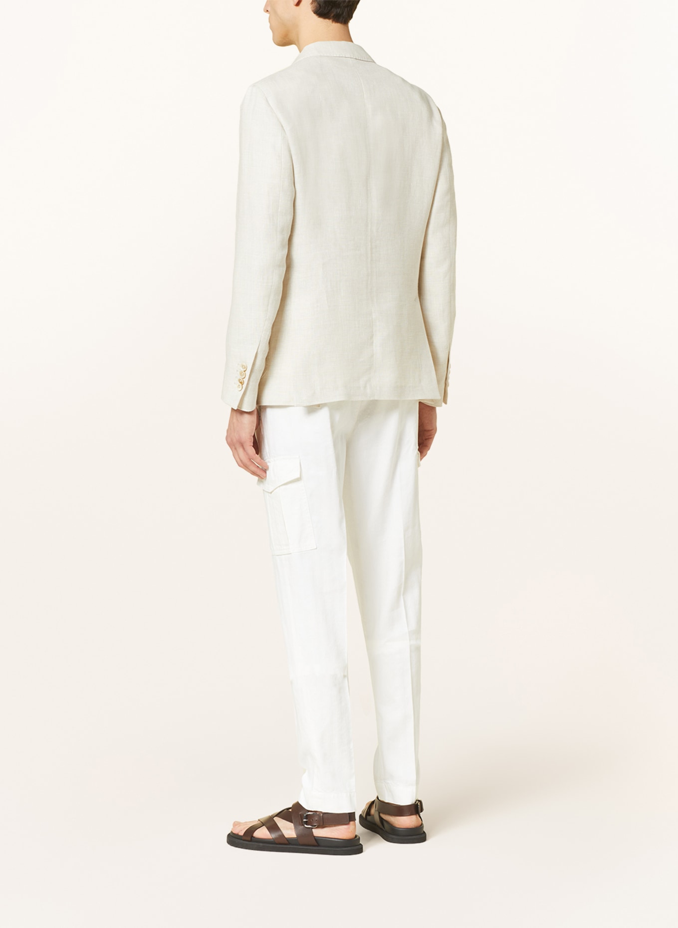 LARDINI Tailored jacket slim fit with linen, Color: CREAM (Image 3)