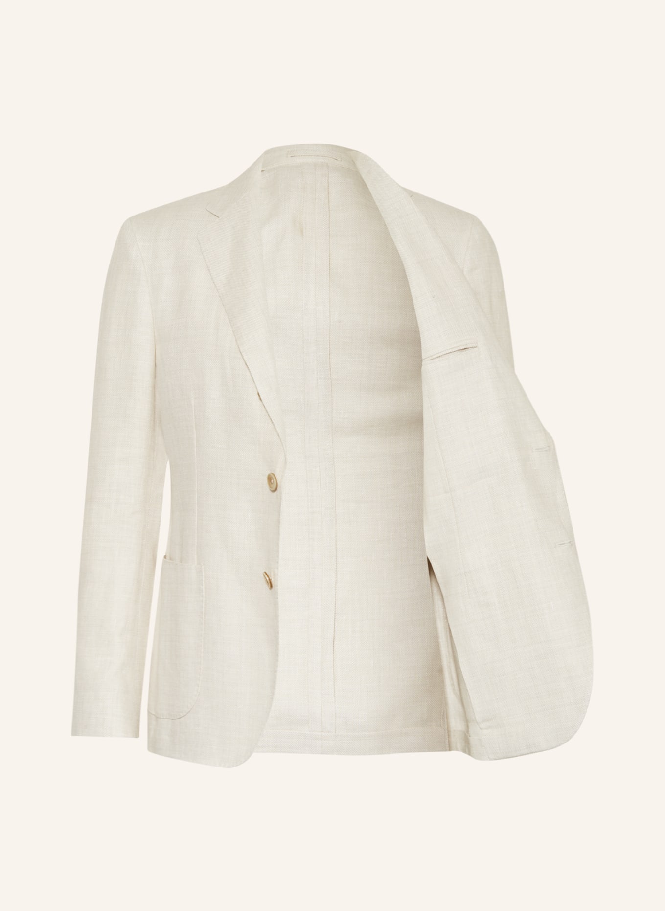 LARDINI Tailored jacket slim fit with linen, Color: CREAM (Image 4)