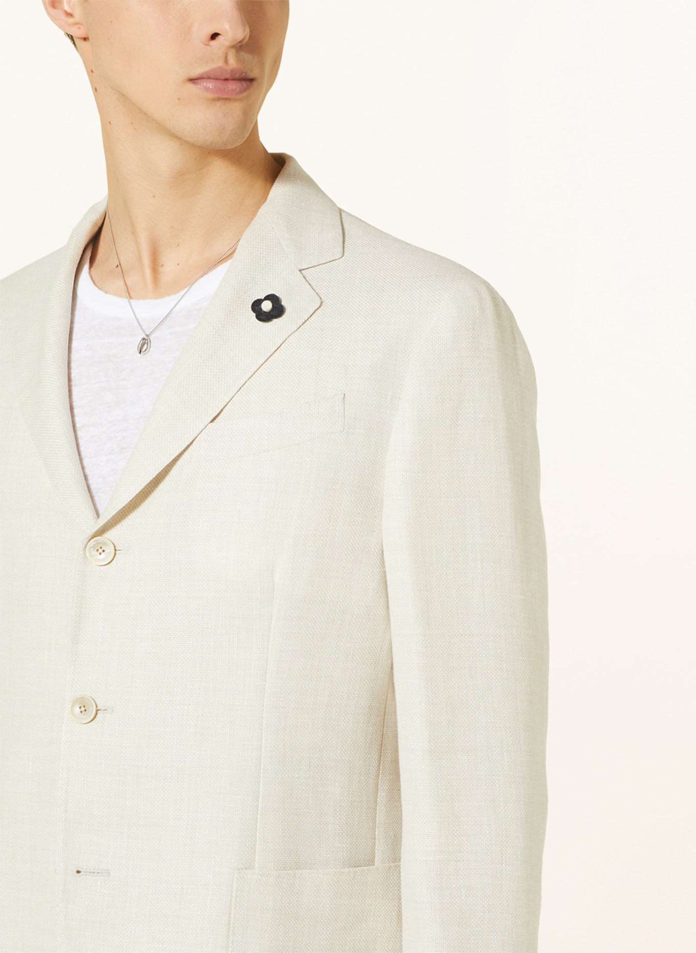 LARDINI Tailored jacket slim fit with linen, Color: CREAM (Image 5)