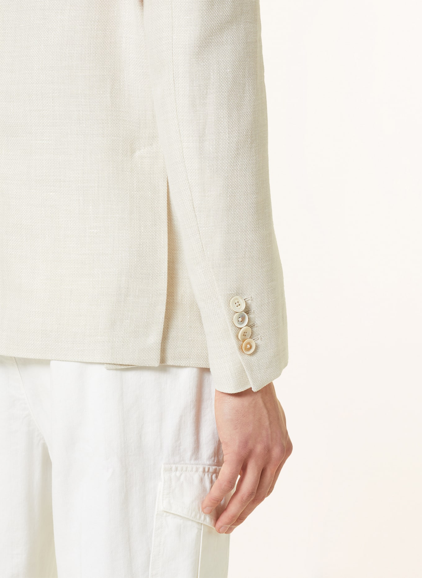 LARDINI Tailored jacket slim fit with linen, Color: CREAM (Image 6)