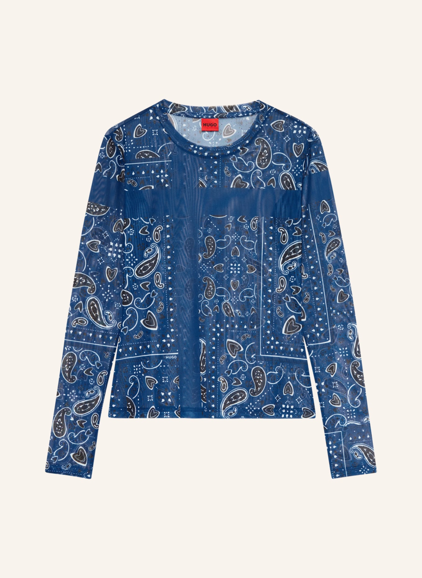 HUGO Long sleeve shirt DIRALINA made of mesh, Color: BLUE/ BLACK (Image 1)