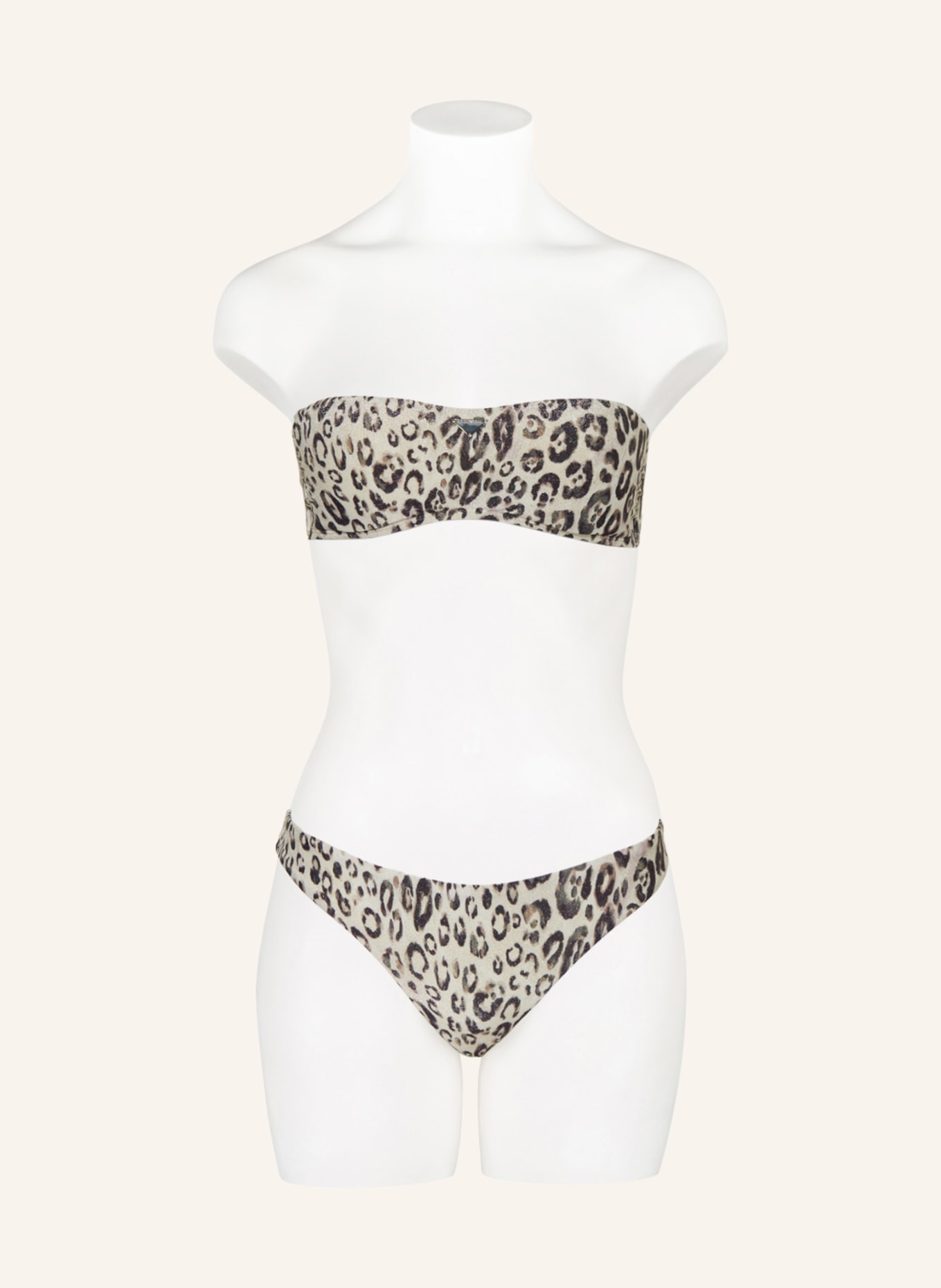 EMPORIO ARMANI Bandeau bikini with glitter thread, Color: ECRU/ BLACK (Image 4)