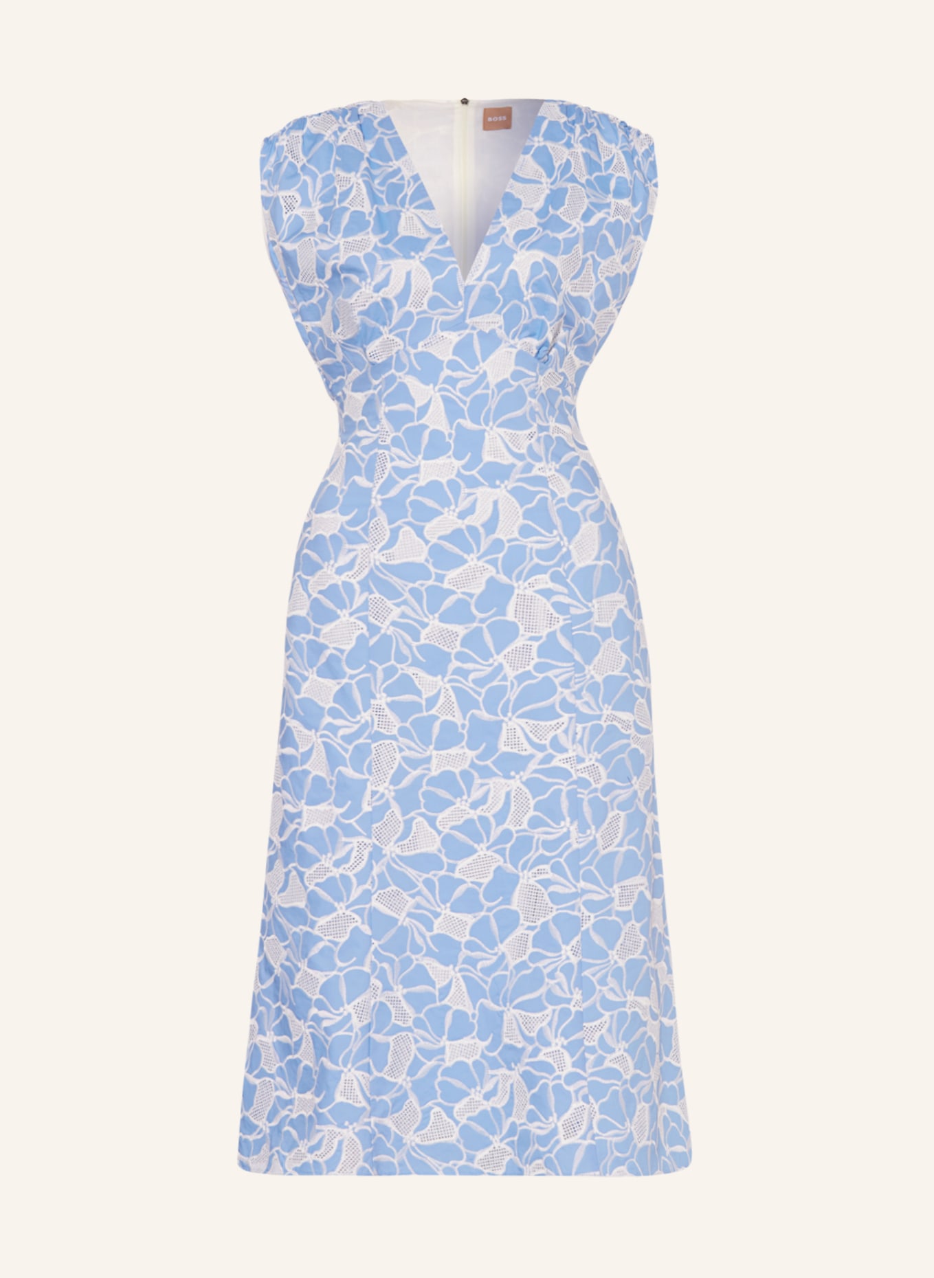 BOSS Kleid DIPATA aus Lochspitze, Farbe: WEISS/ HELLBLAU (Bild 1)