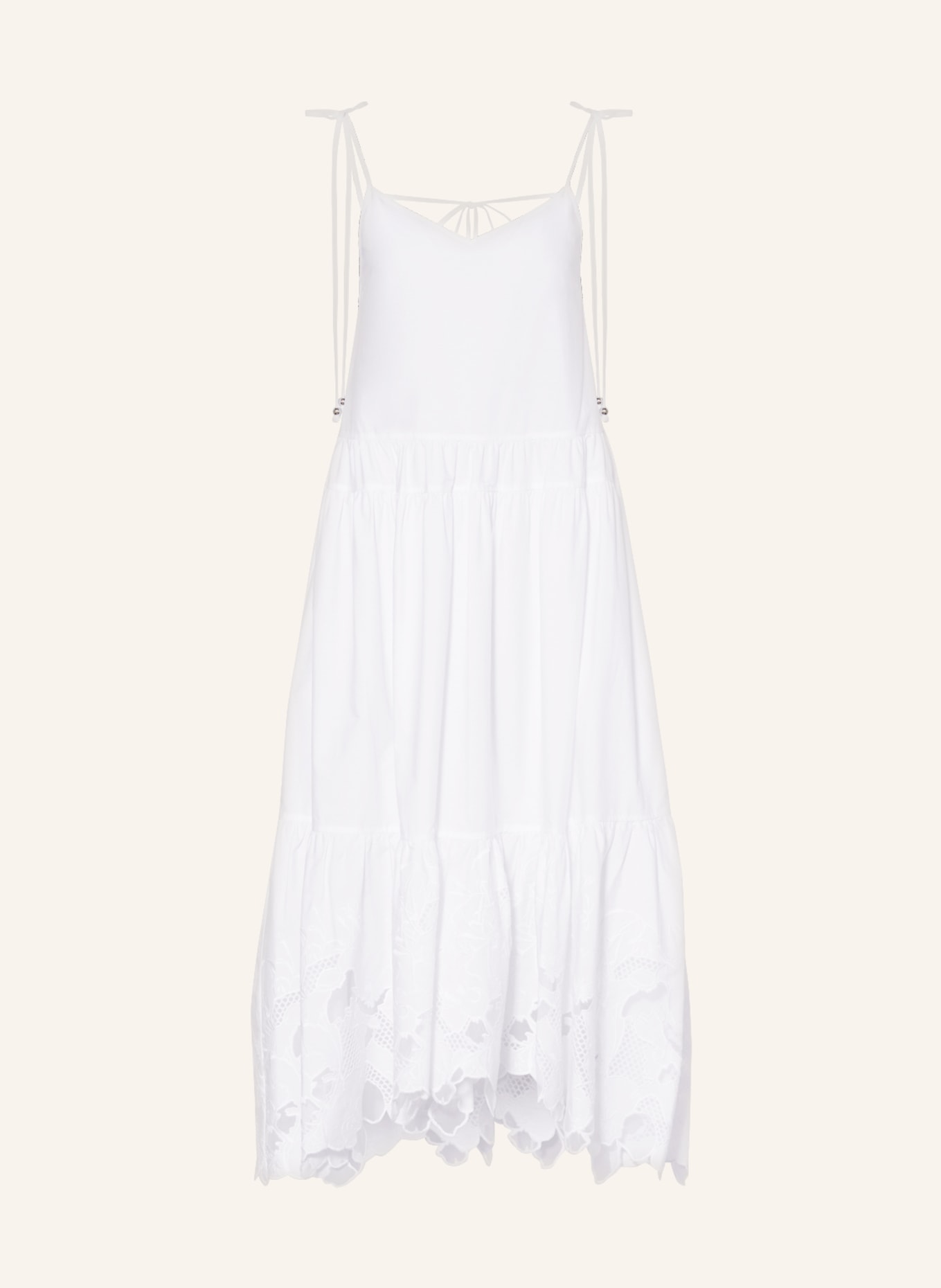 BOSS Dress DEMBAYA with embroidery and lace, Color: WHITE (Image 1)