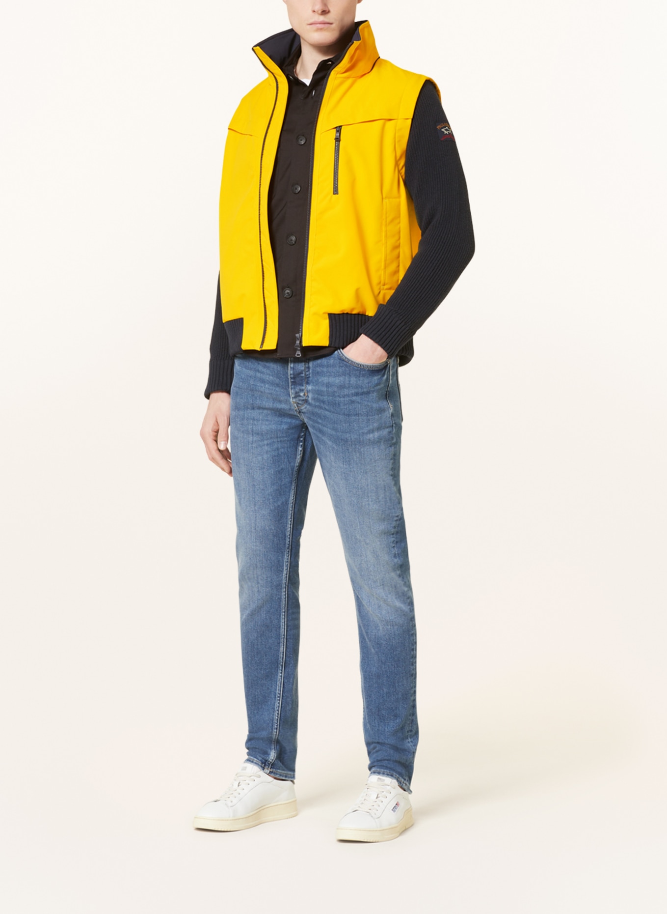 PAUL & SHARK Jacke im Materialmix mit abnehmbaren Ärmeln, Farbe: DUNKELGELB/ DUNKELBLAU (Bild 2)