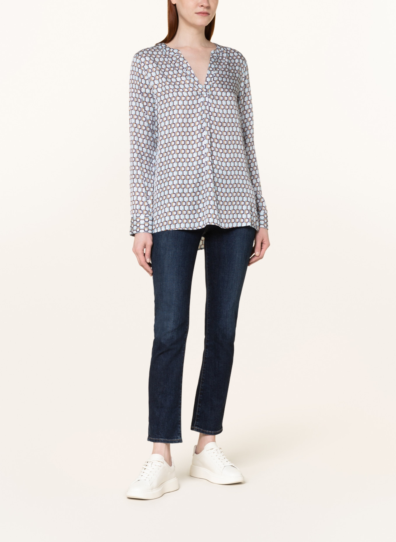 van Laack Shirt blouse NEELES, Color: LIGHT BLUE/ LIGHT BROWN/ DARK PURPLE (Image 2)