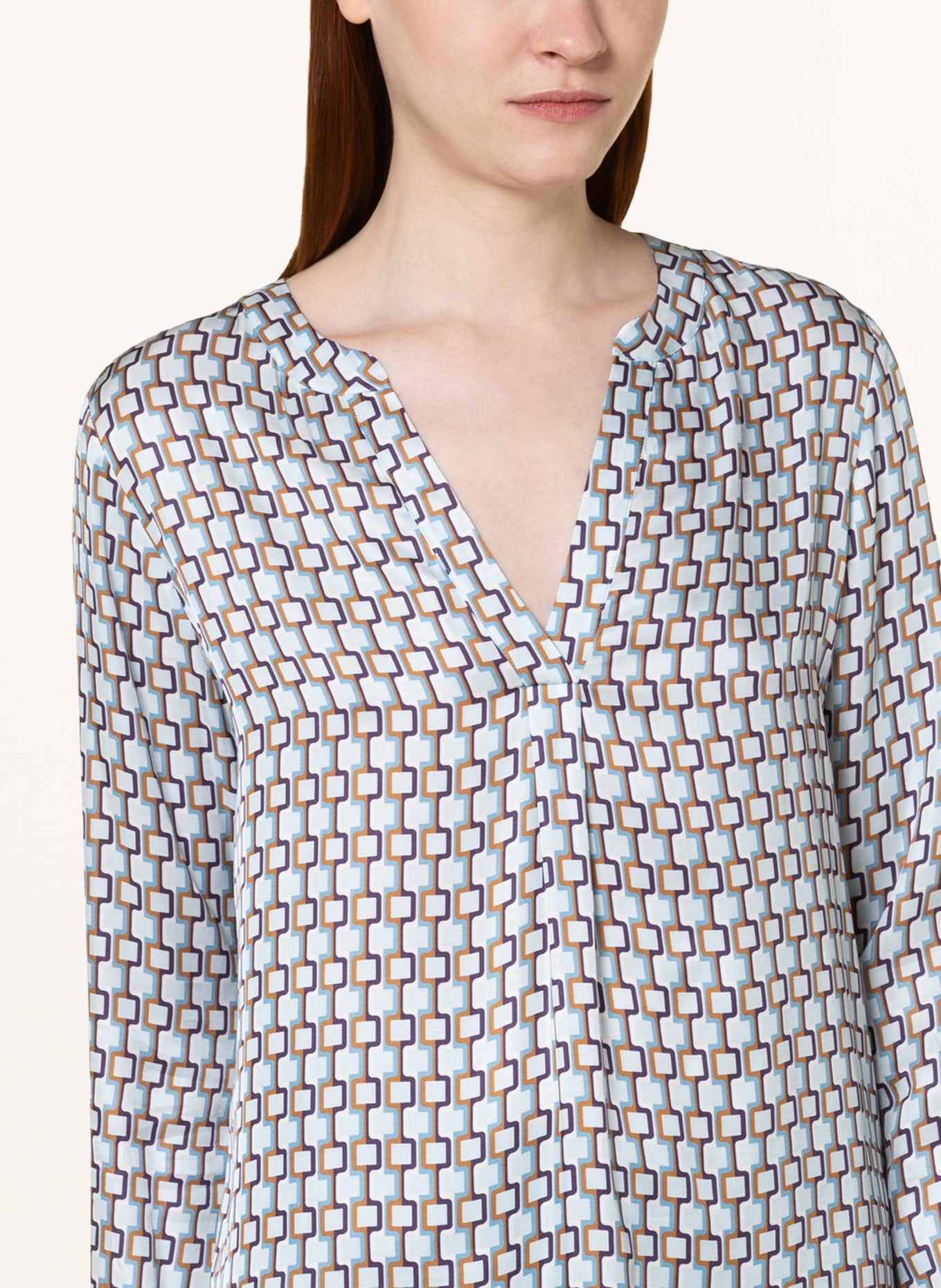 van Laack Shirt blouse NEELES, Color: LIGHT BLUE/ LIGHT BROWN/ DARK PURPLE (Image 4)