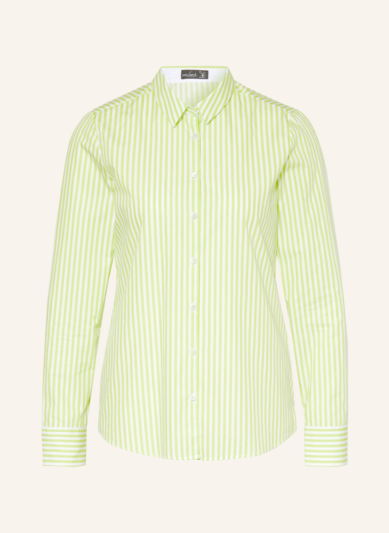 van Laack Shirt blouse CELLA, Color: LIGHT GREEN/ WHITE (Image 1)