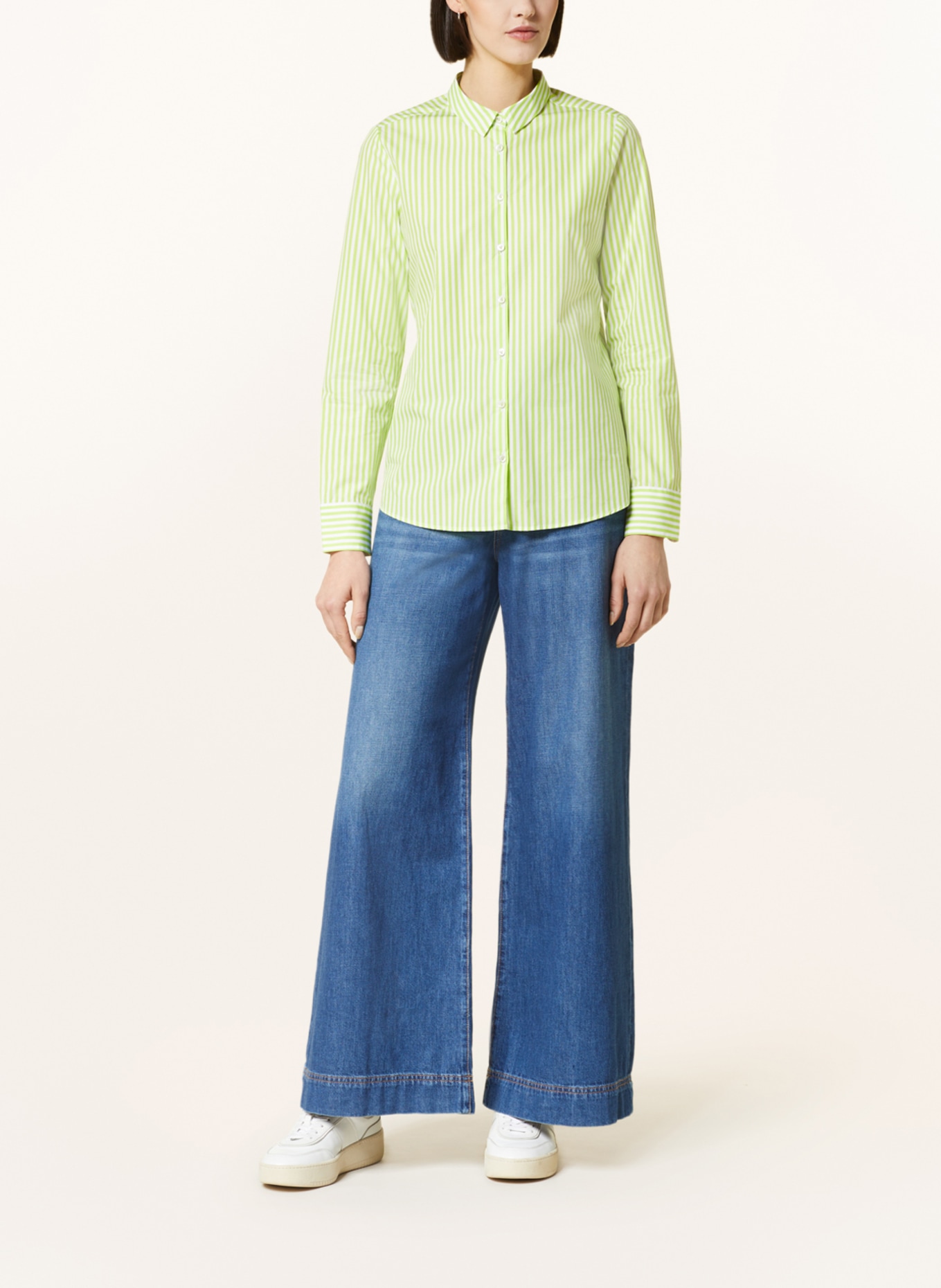 van Laack Shirt blouse CELLA, Color: LIGHT GREEN/ WHITE (Image 2)