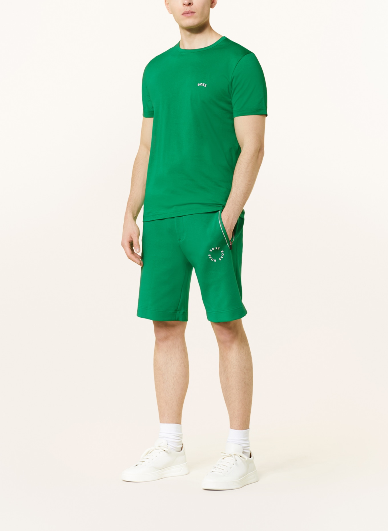 BOSS Sweat shorts HEADLO, Color: GREEN/ WHITE (Image 2)