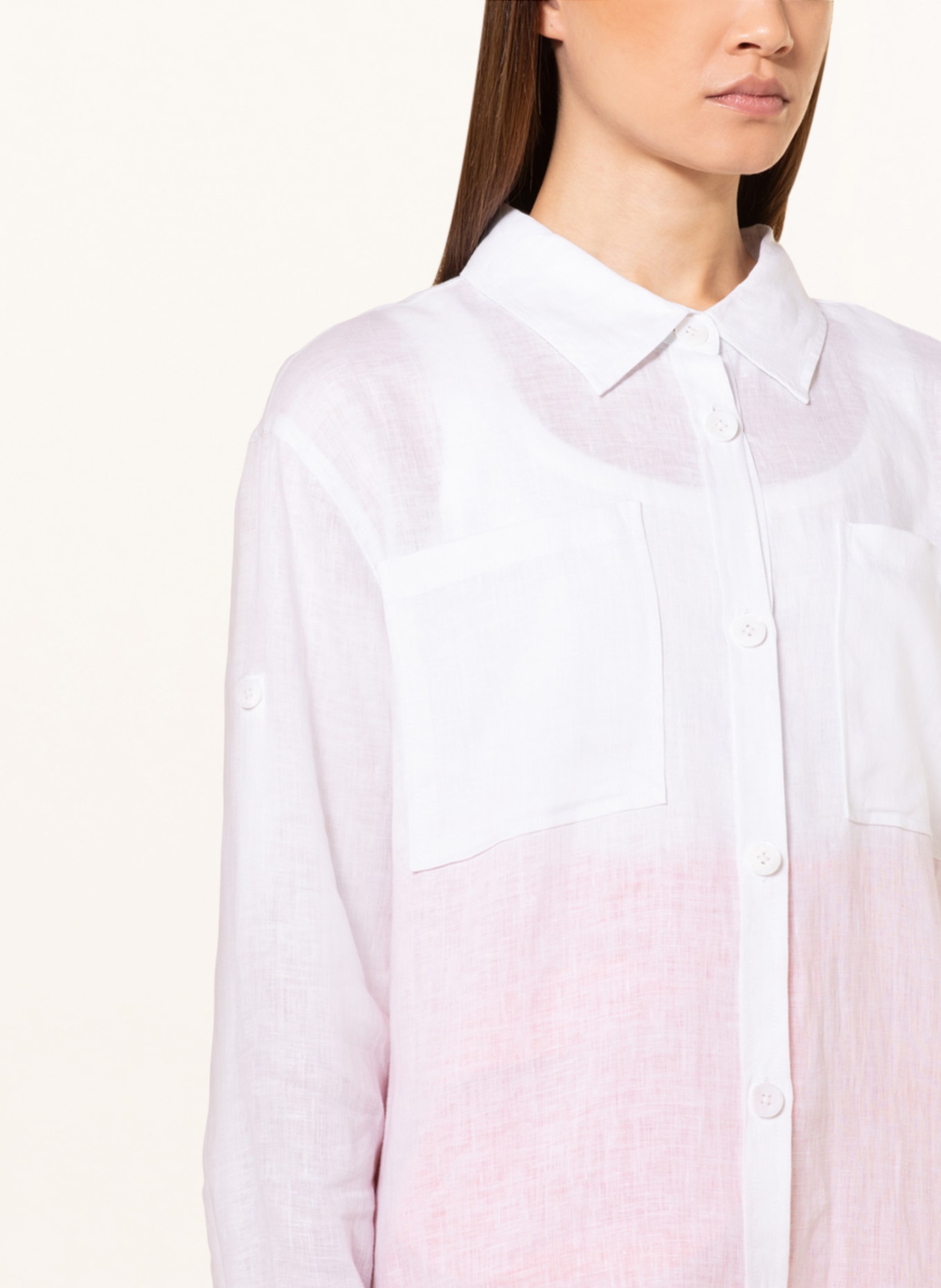 darling harbour Linen overshirt, Color: WHITE (Image 4)