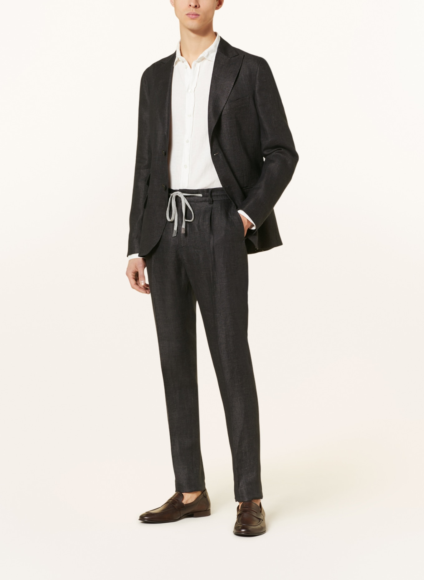 PESERICO Anzughose im Jogging-Stil Extra Slim Fit aus Leinen, Farbe: 979 Navy (Bild 2)