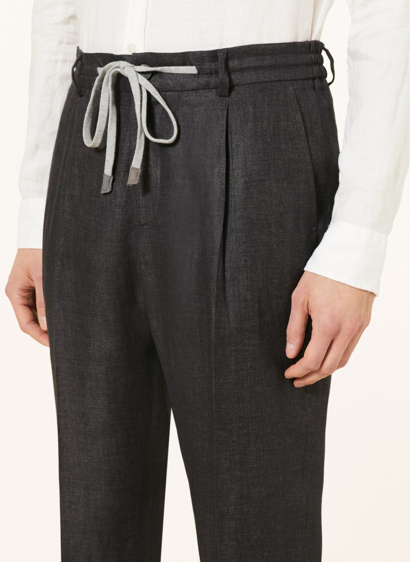 PESERICO Anzughose im Jogging-Stil Extra Slim Fit aus Leinen, Farbe: 979 Navy (Bild 6)